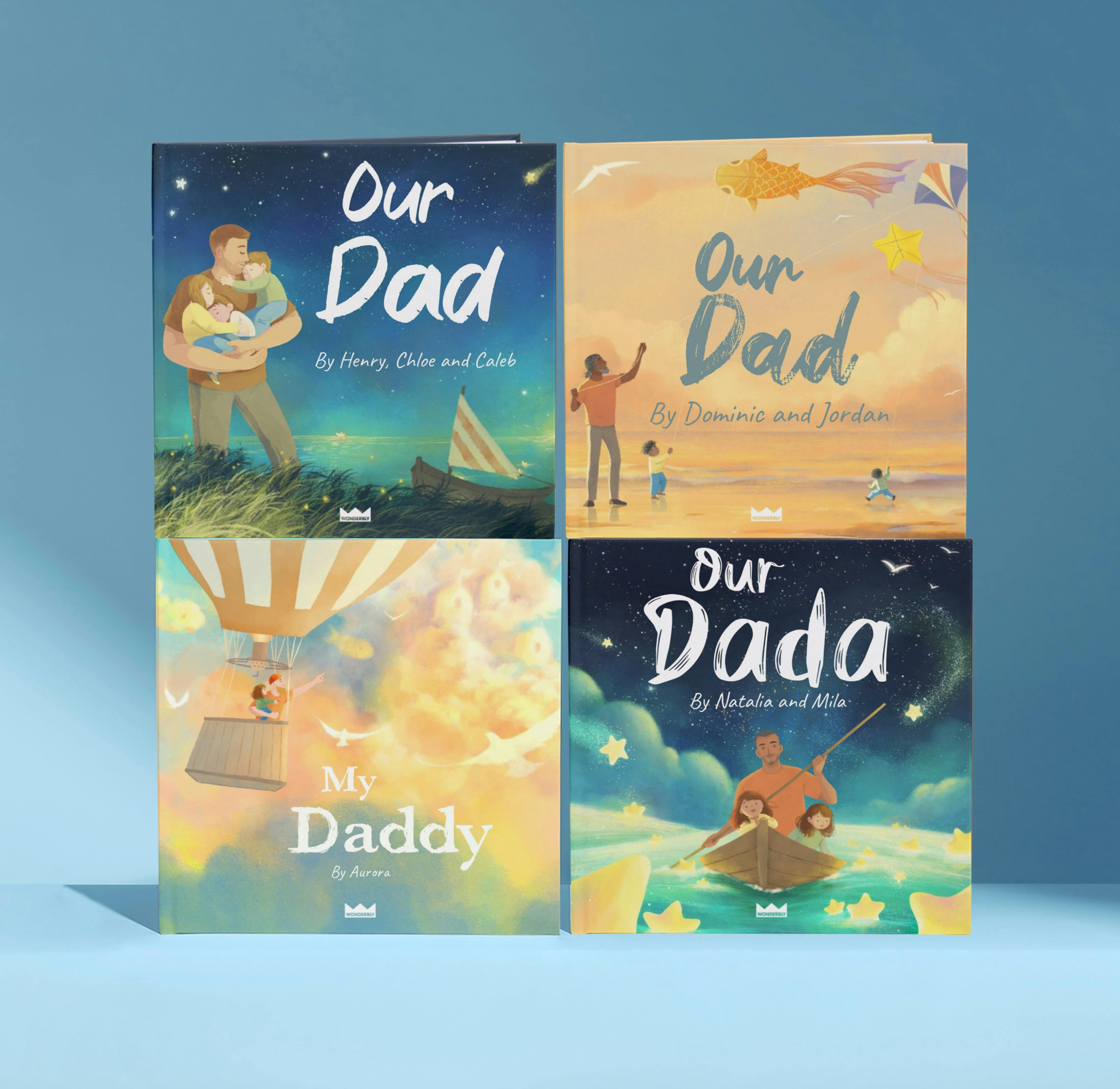 Four personalised book covers