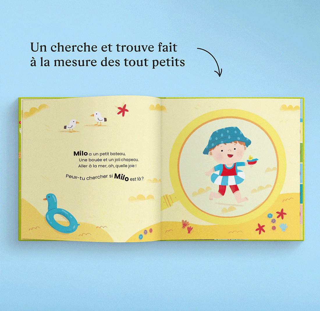 Un GIF montrant les pages personnalisées du livre