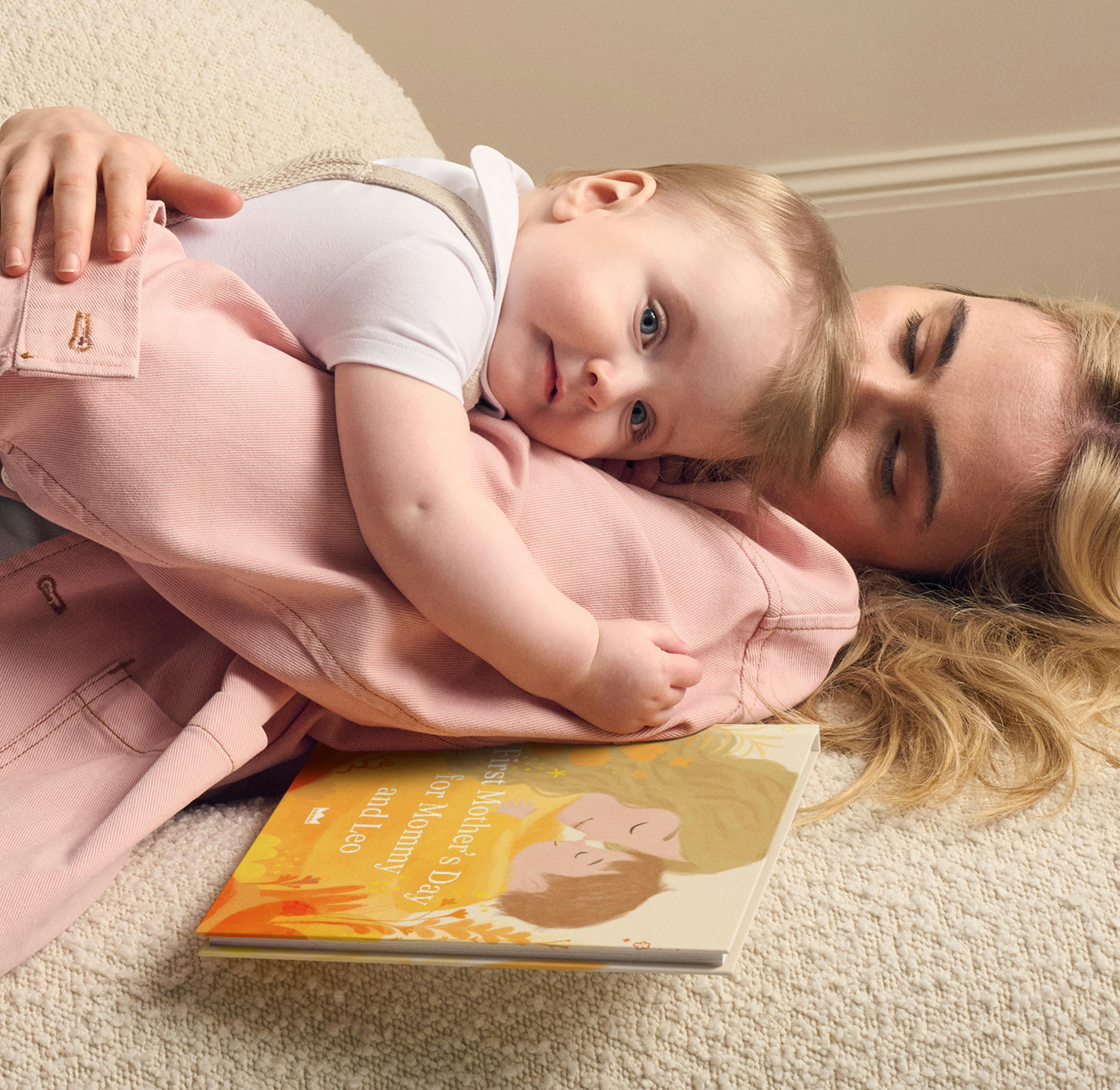 A child and mother reading the personalised book