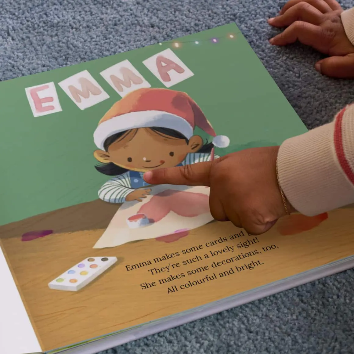 Page inside the book with personalised child