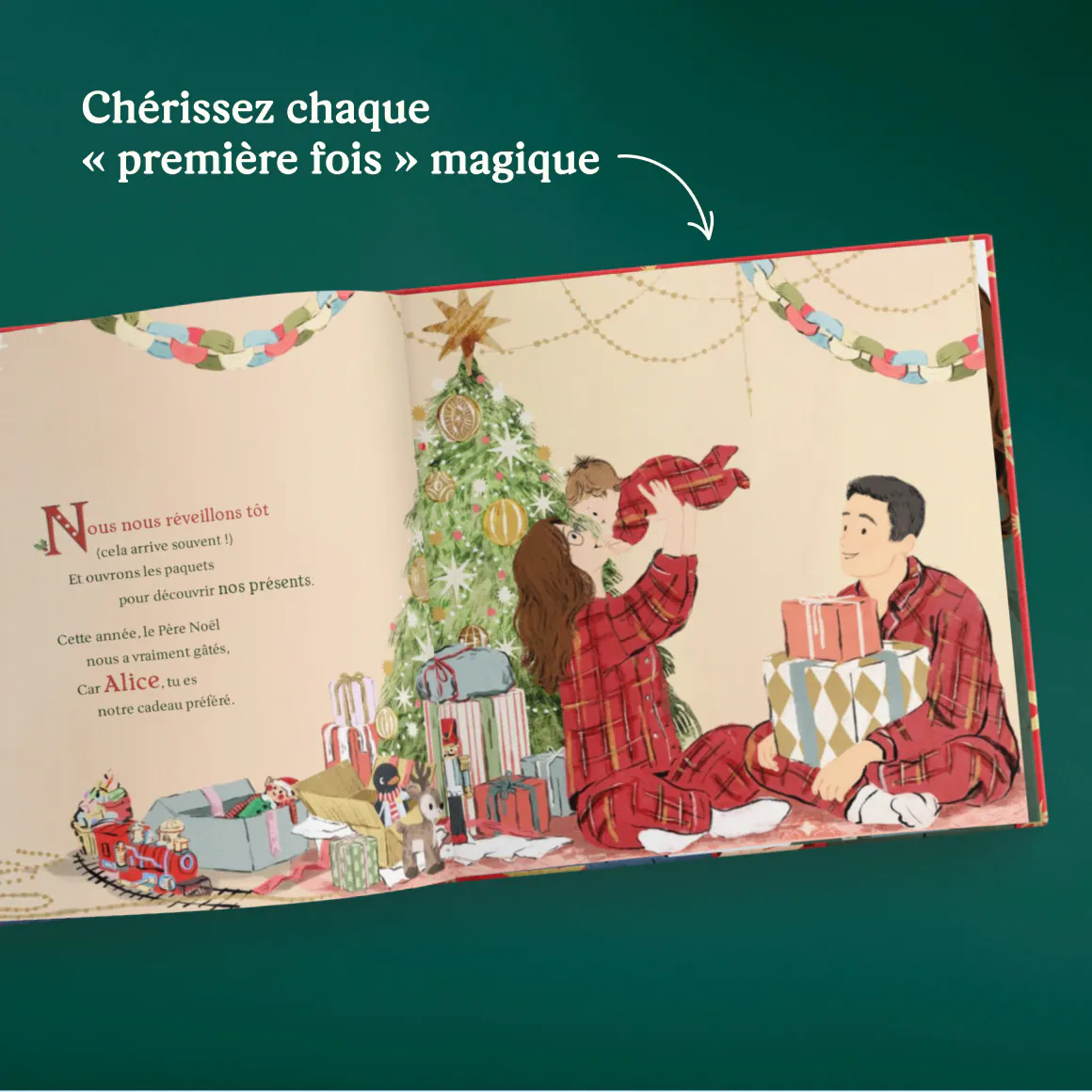 Une page intérieure du livre personnalisé - Notre premier Noël avec toi