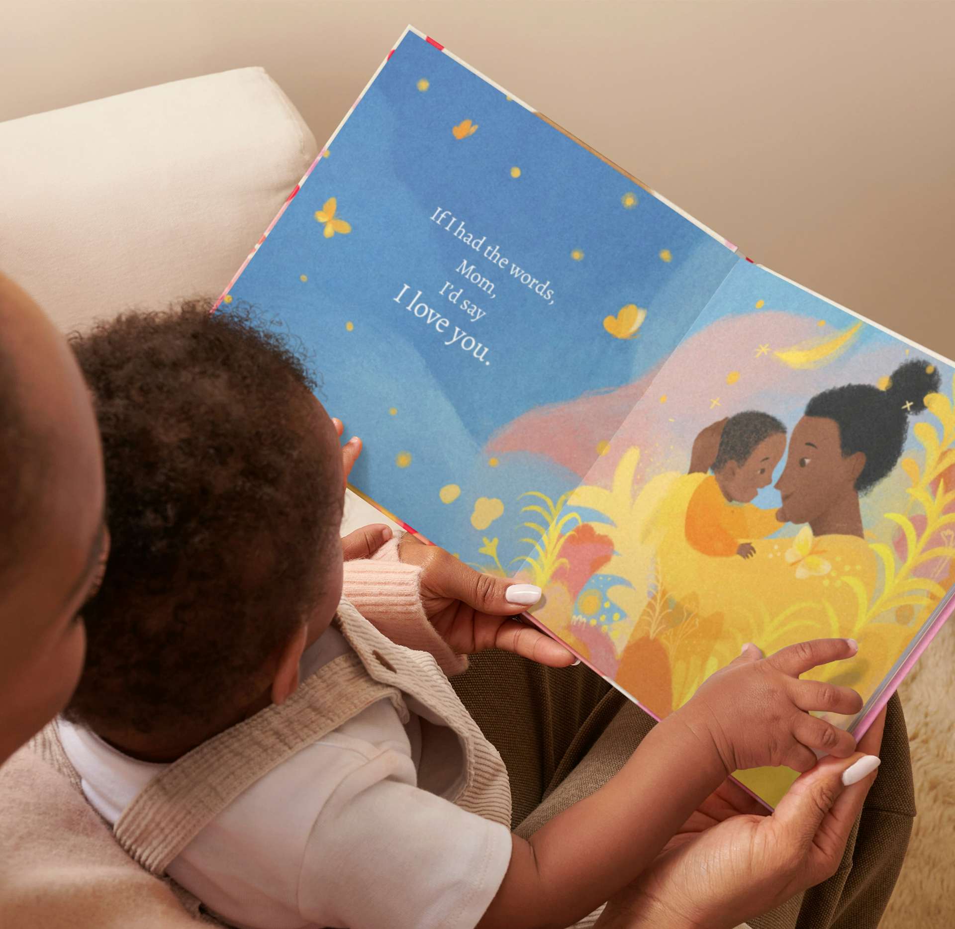 mother and child reading personalised book