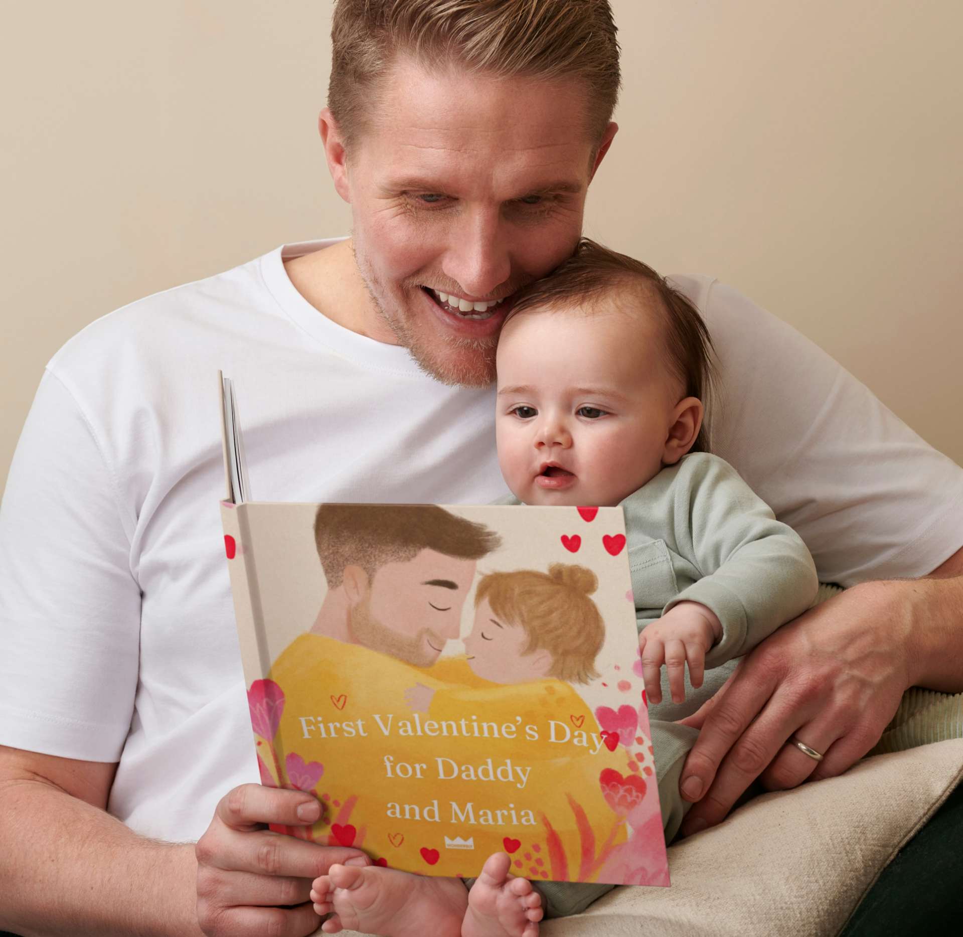 father and child reading personalised book
