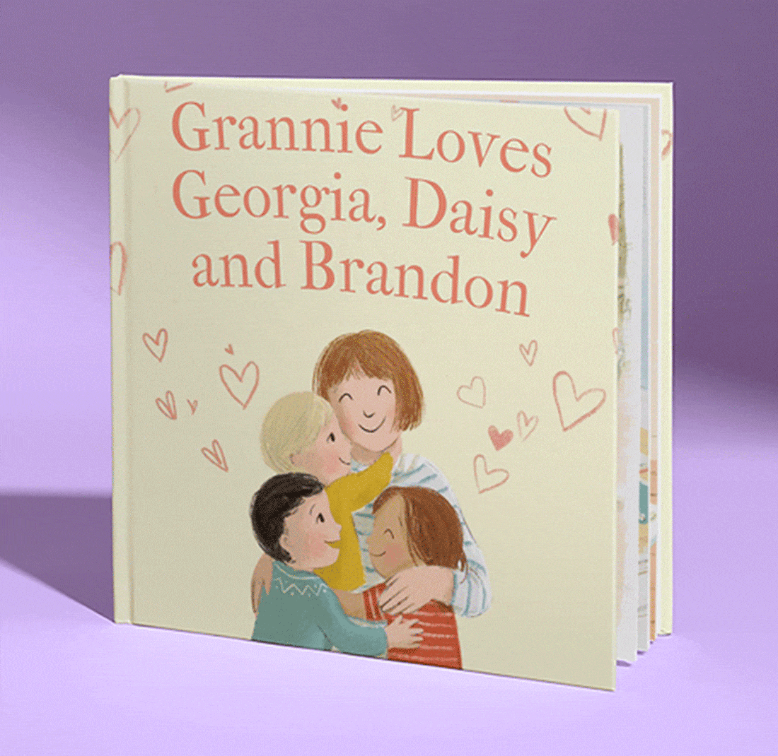GIF showing different covers of personalised book