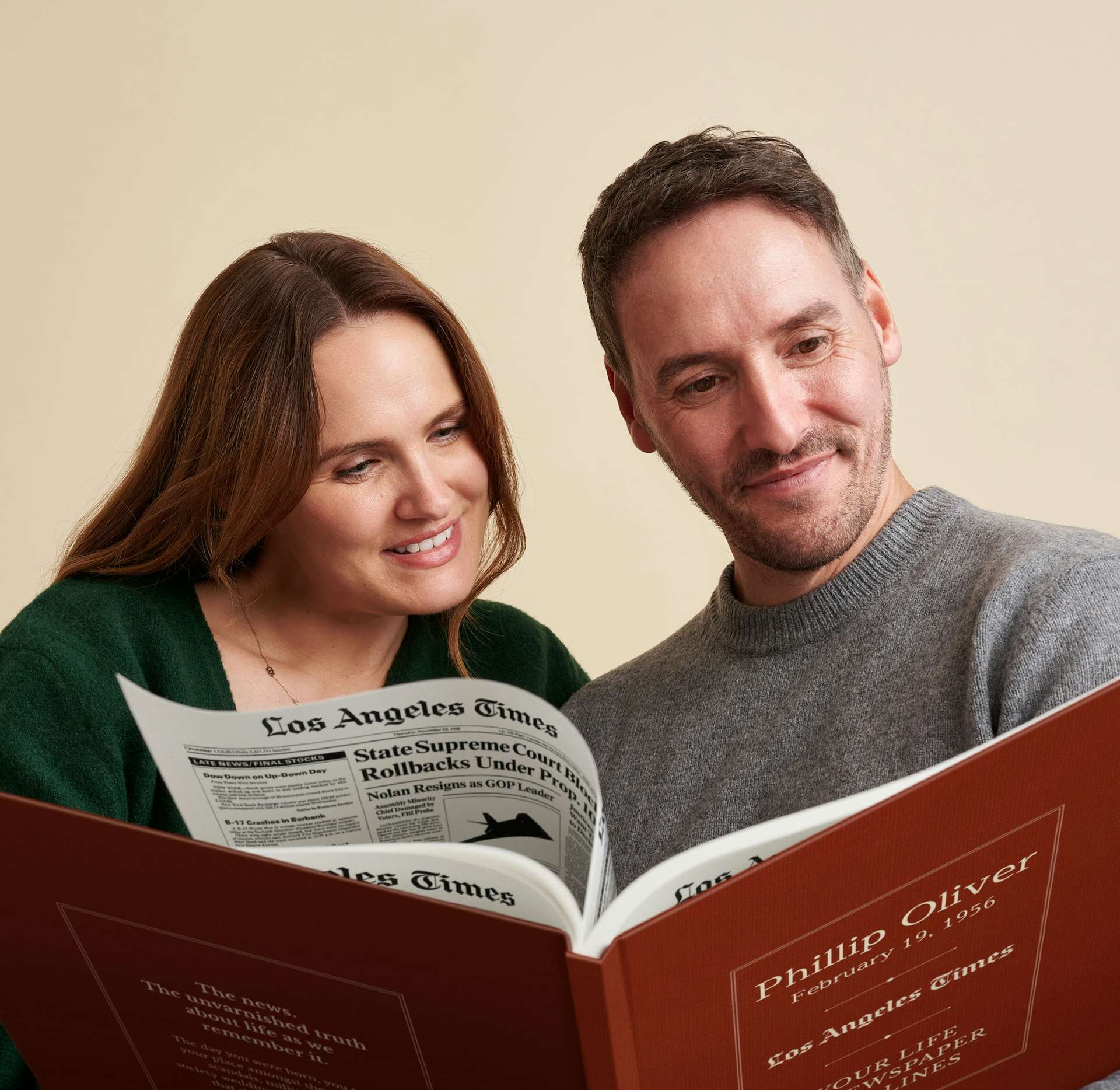 couple reading personalised book