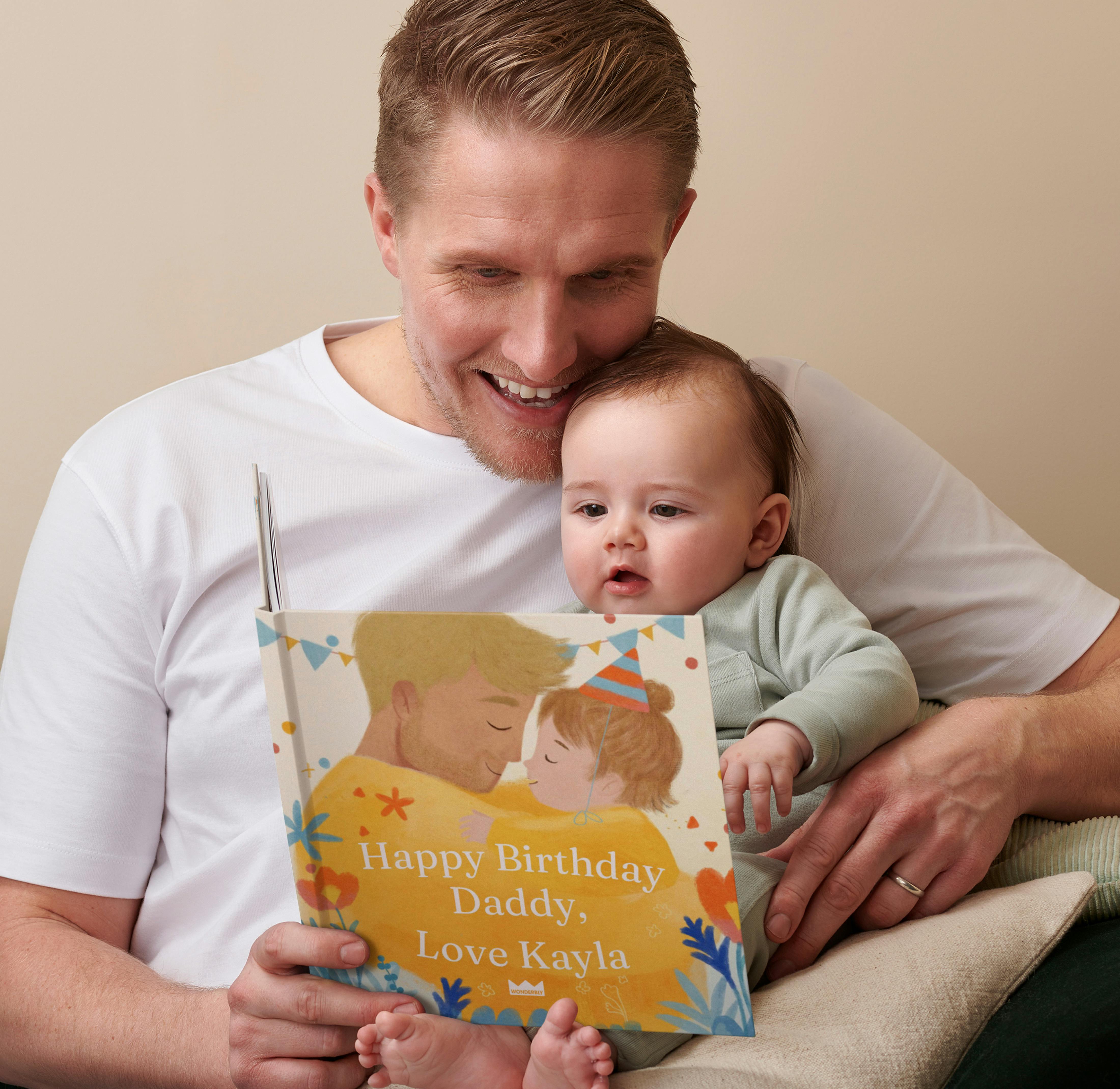 father and child reading personalised book