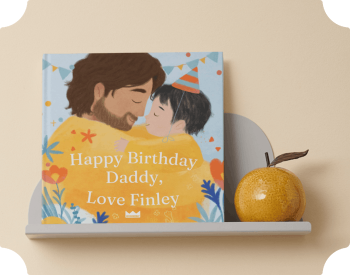 personalised book on a shelf