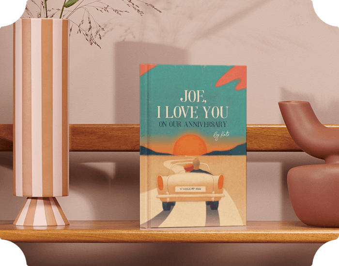 personalised book on a shelf