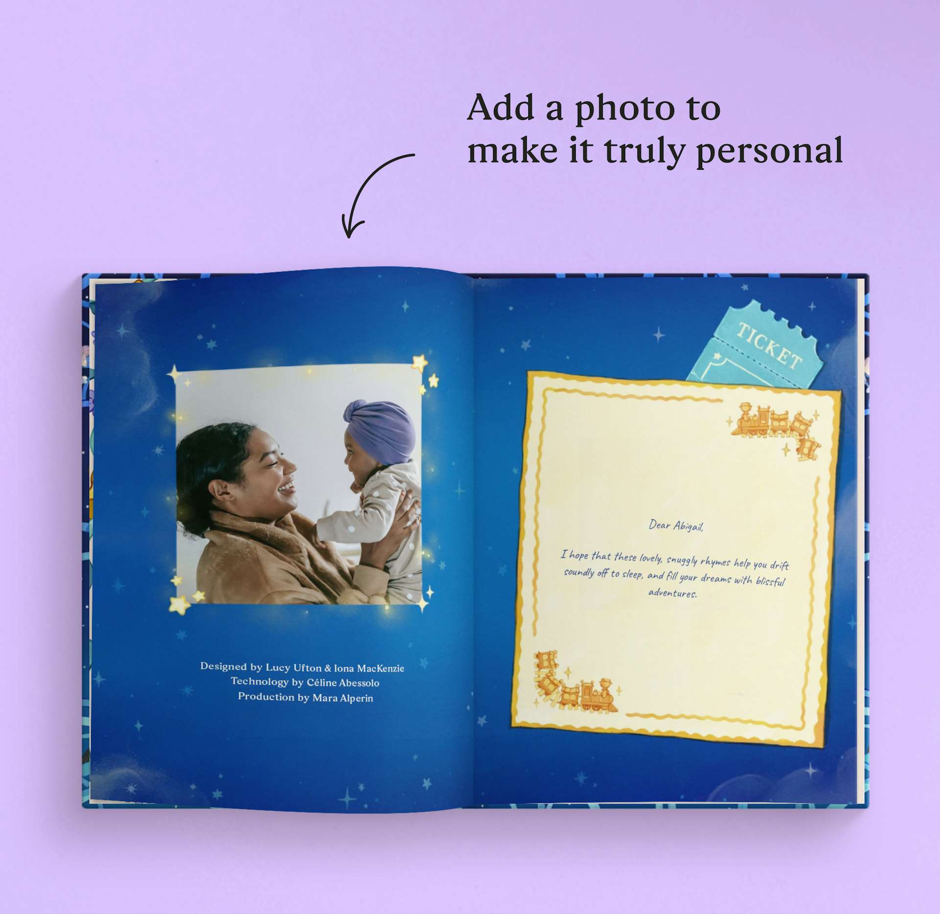 A page inside the personalised book
