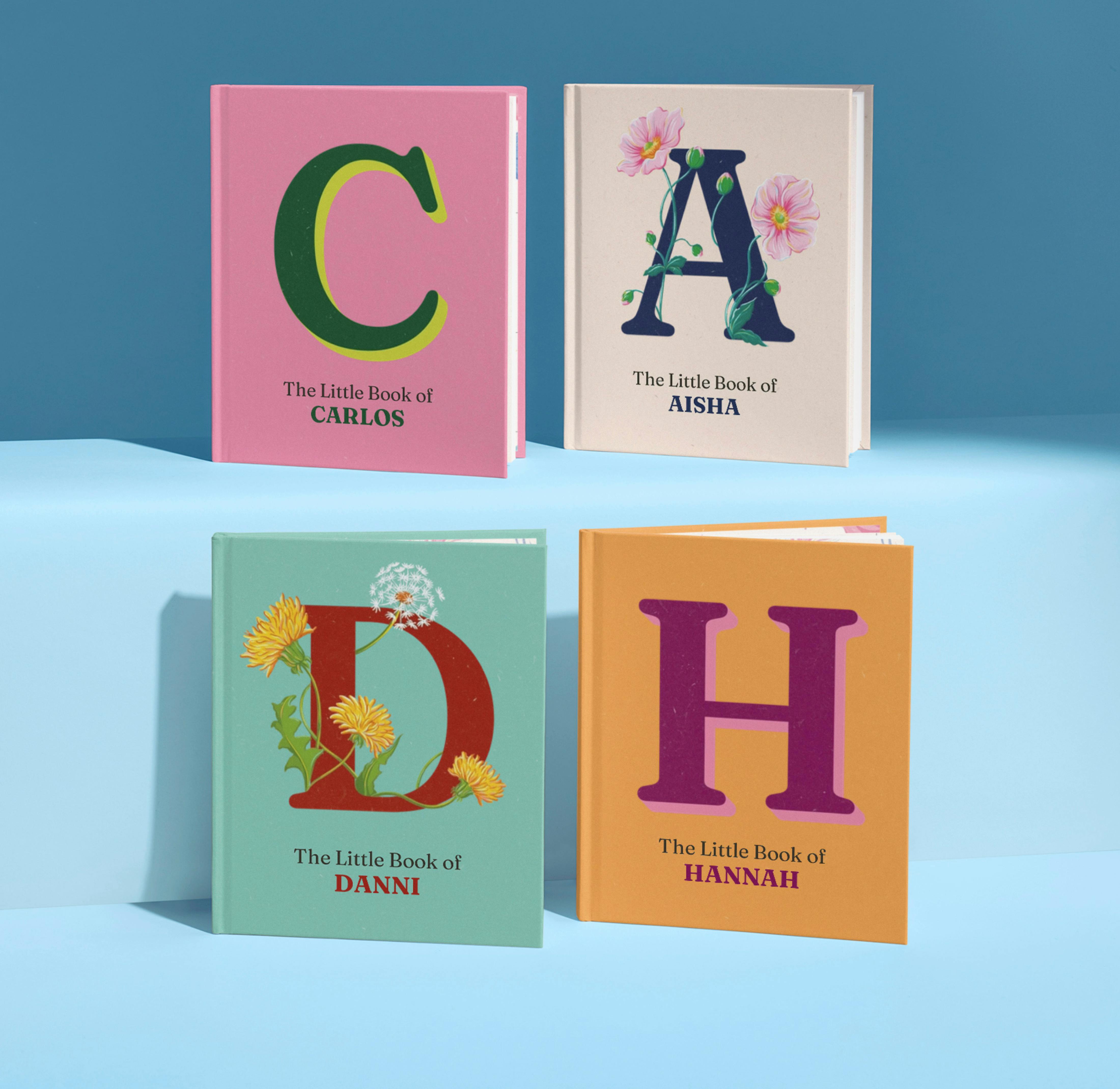 four personalised book covers