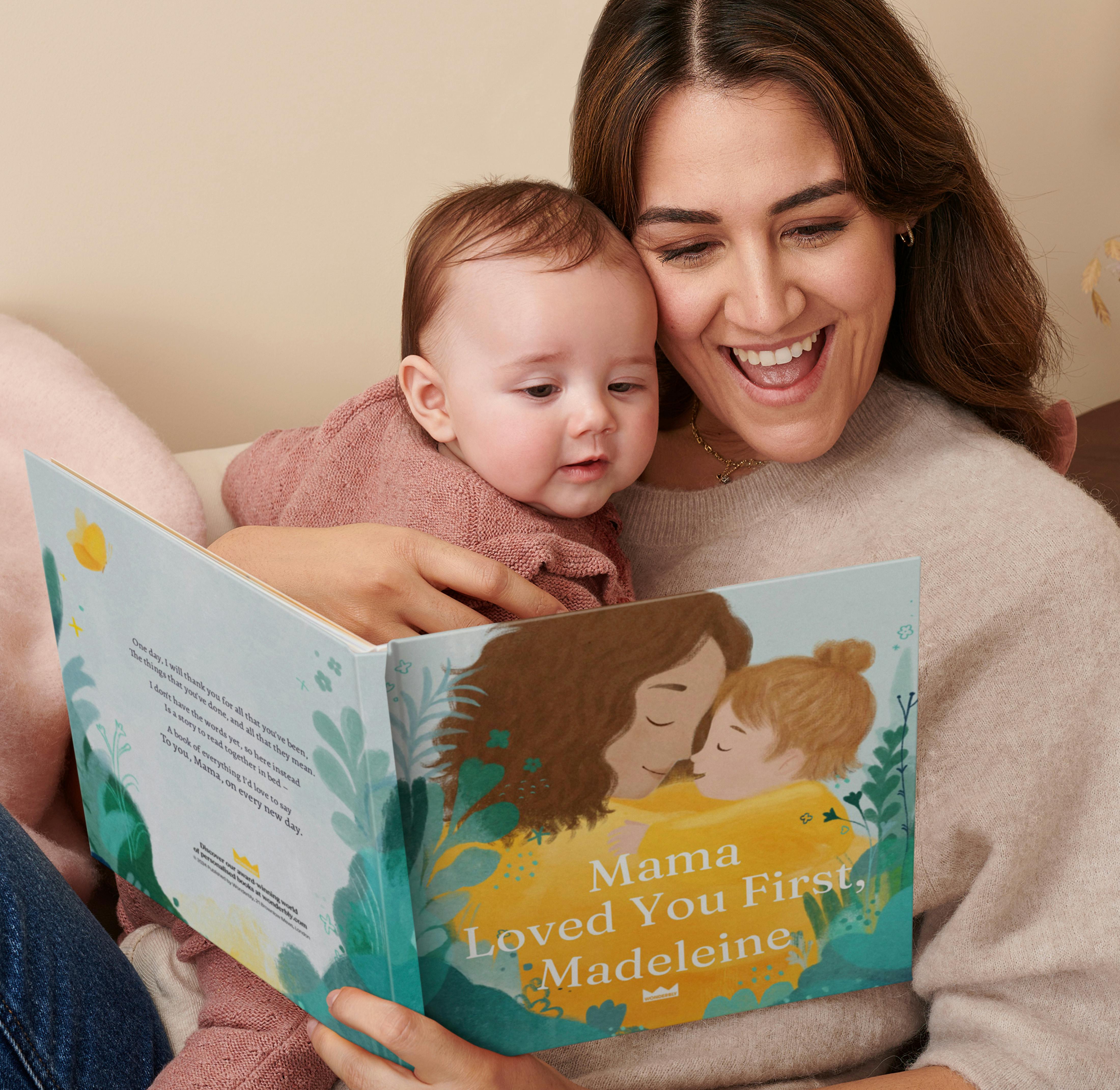 mother and child reading personalised book