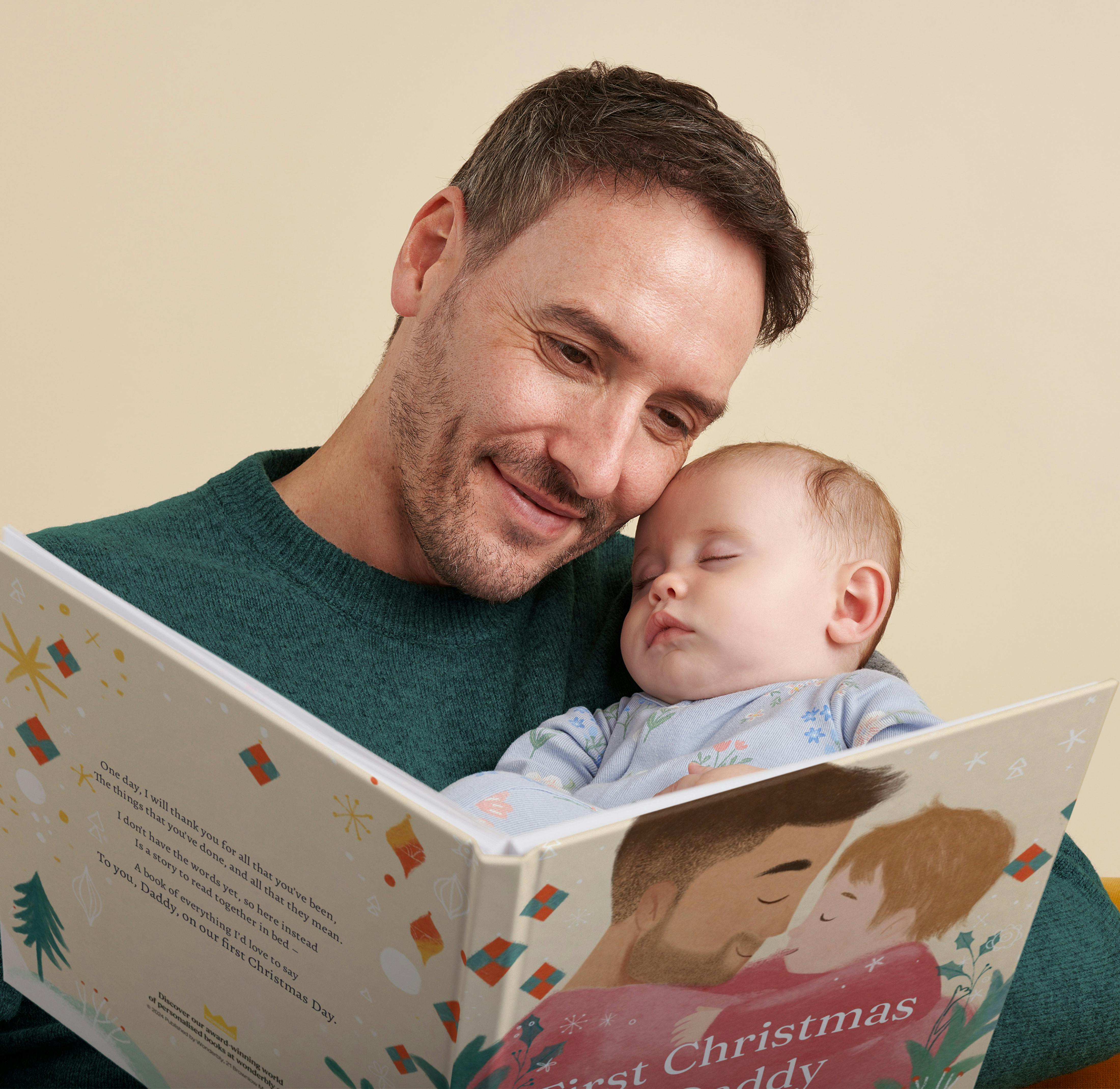 father and child reading personalised book