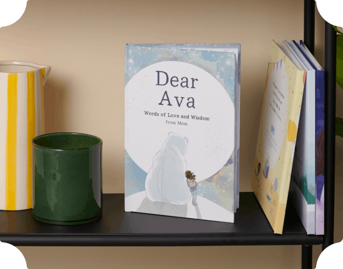 personalised book on a shelf