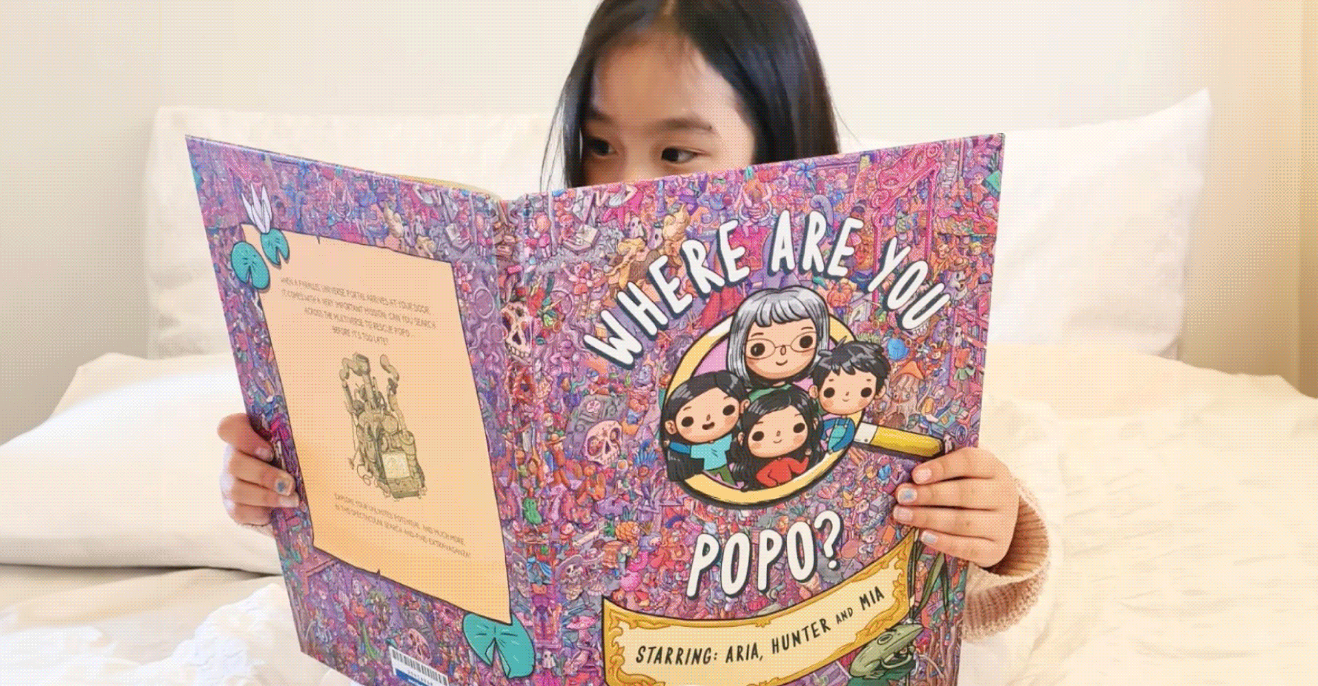 gif of families, kids, and adults posing with their wonderbly books
