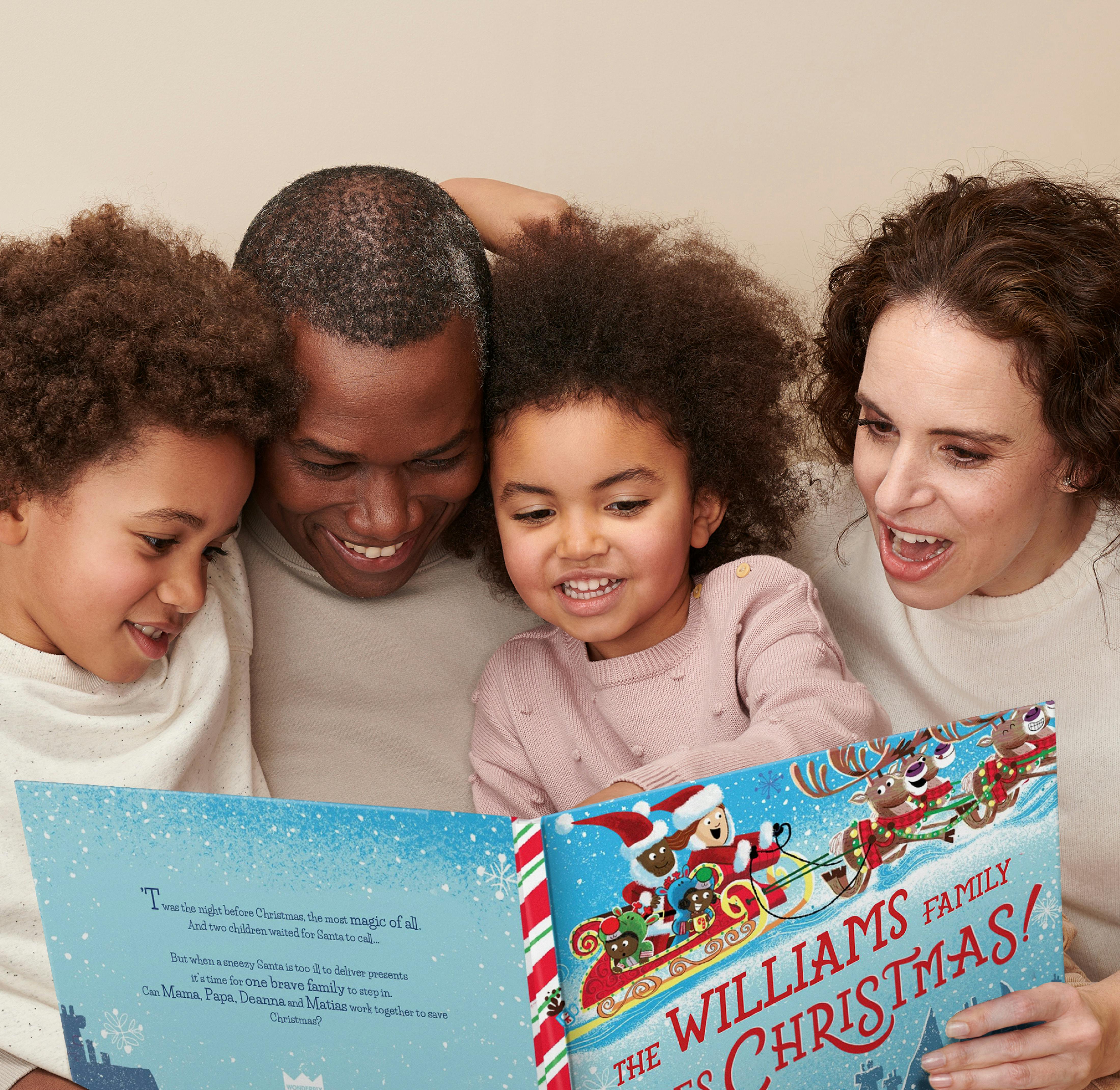 Family reading a book together