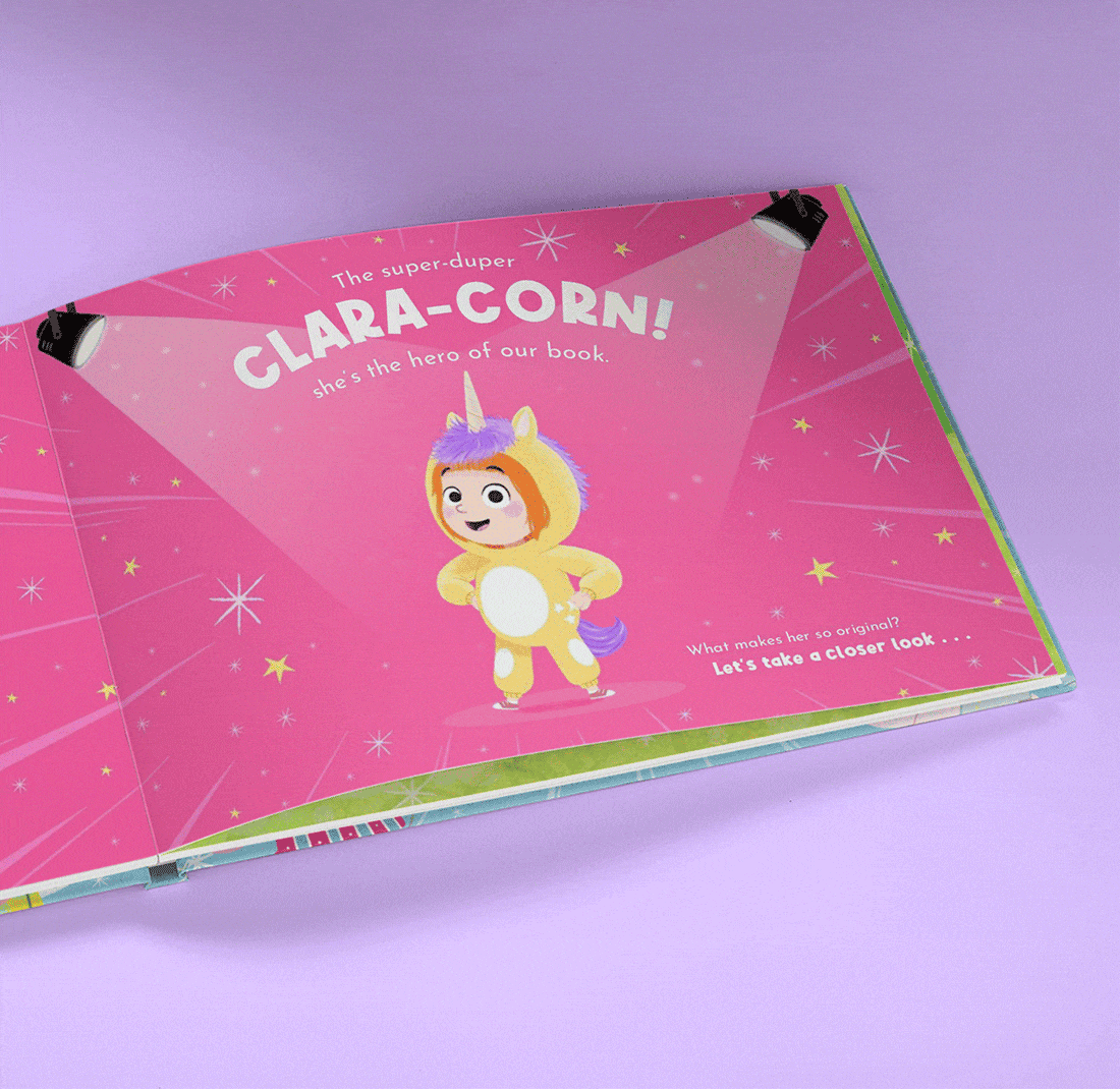 GIF showing the personalised pages of the book