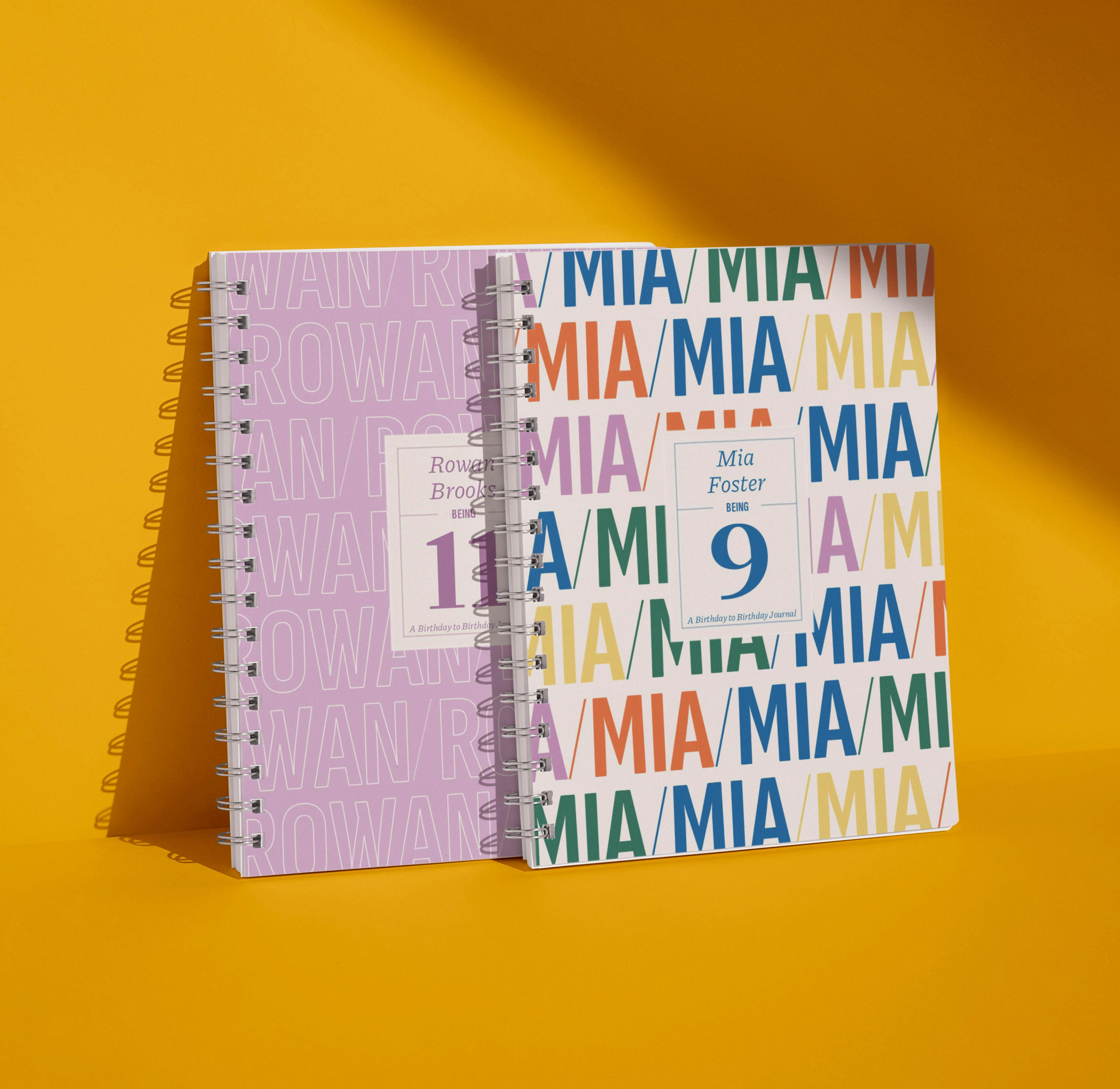 two personalised journal books