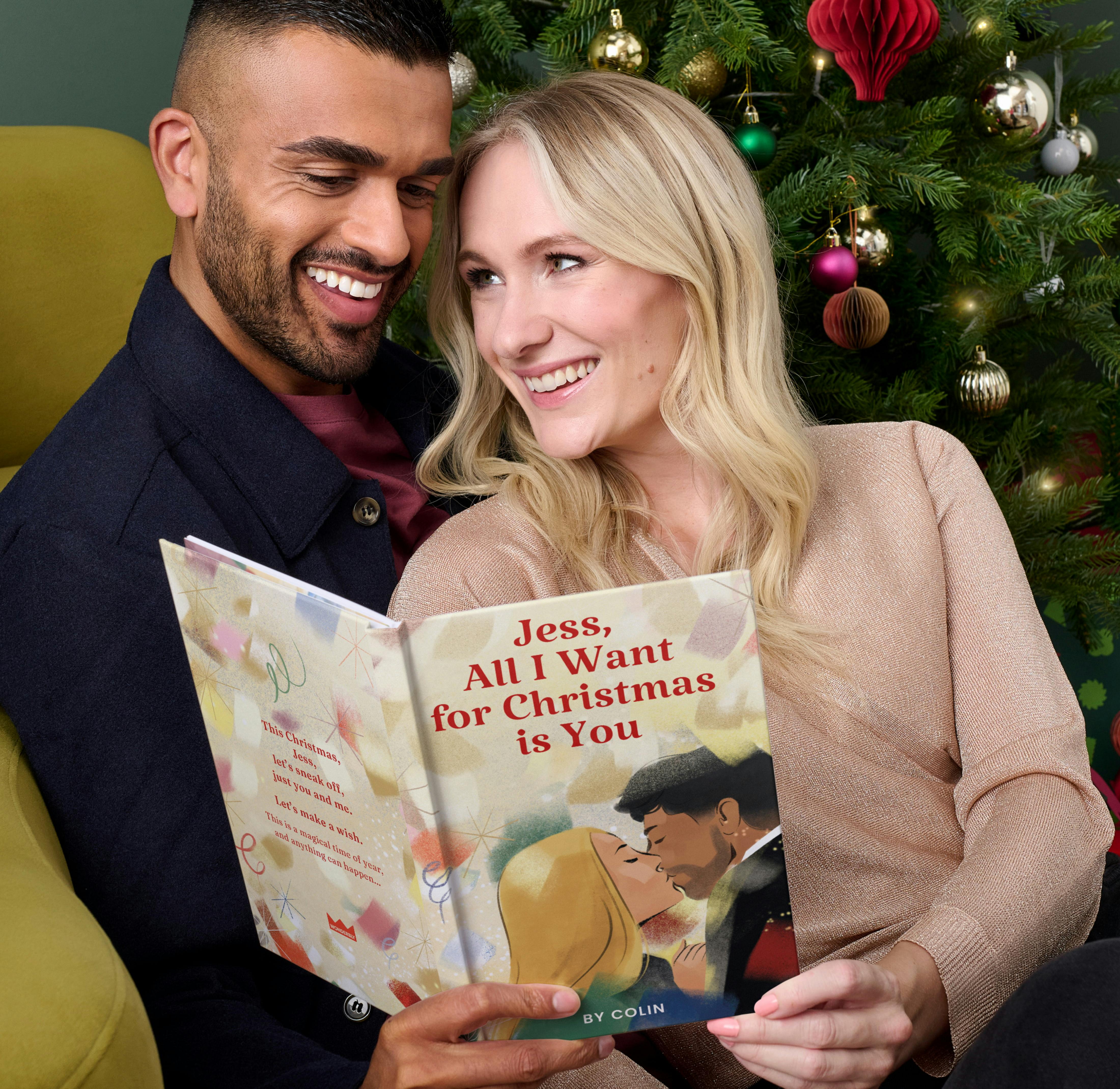 couple reading personalised book