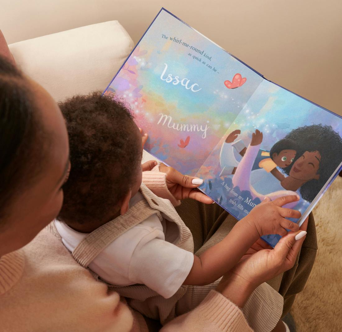 mother and child reading personalised book