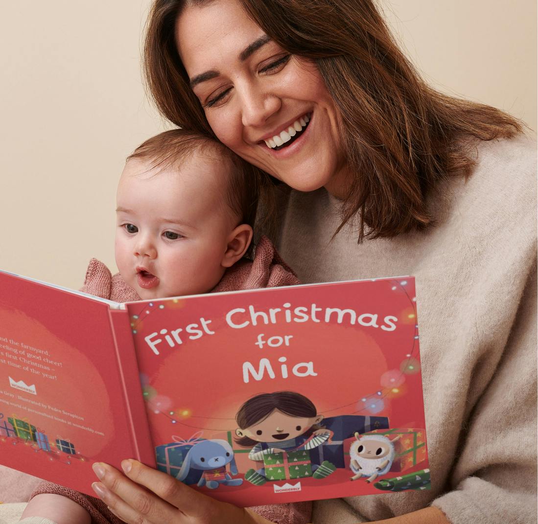 mother and child reading personalised book