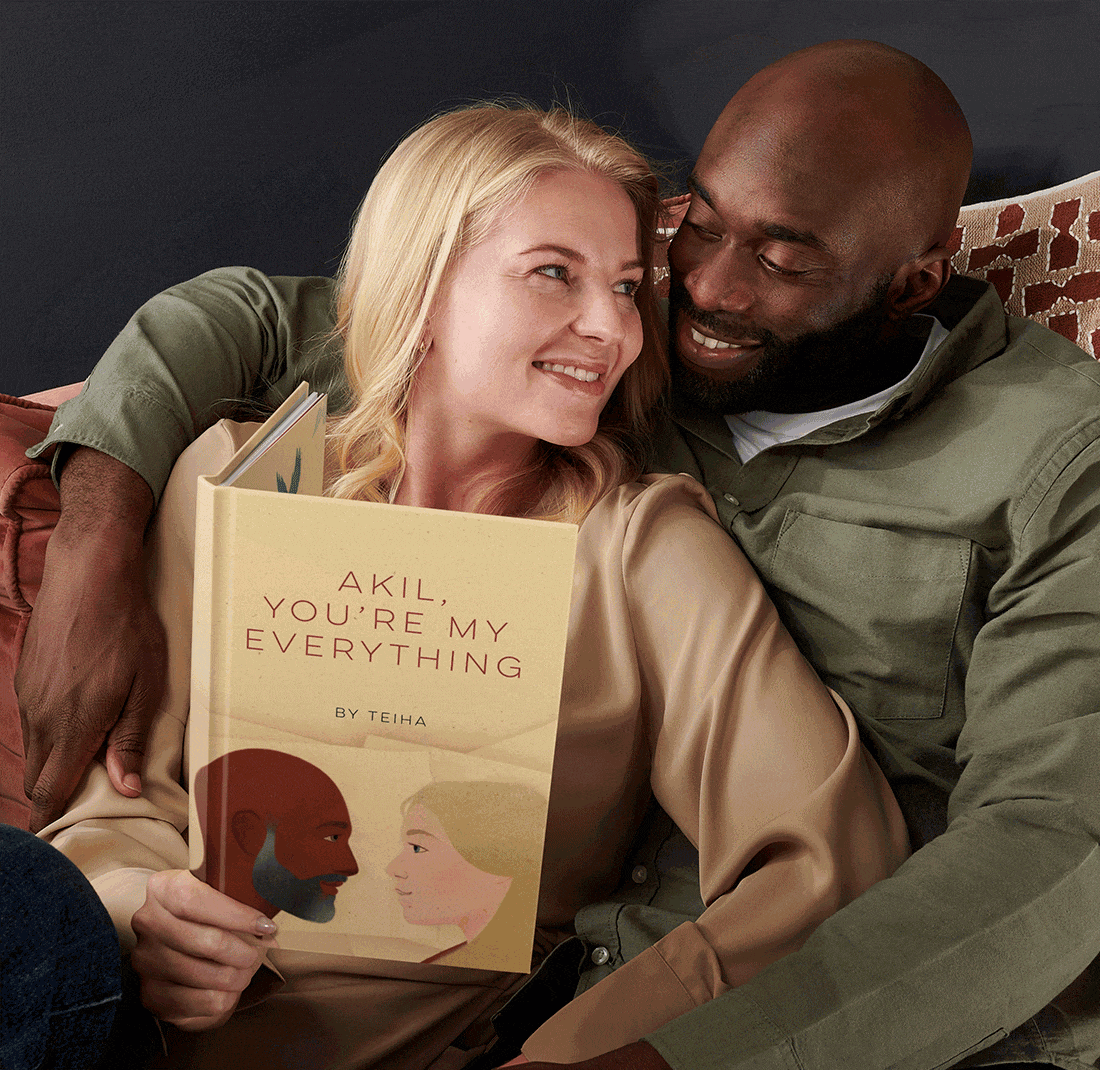 GIF of couples reading personalised book