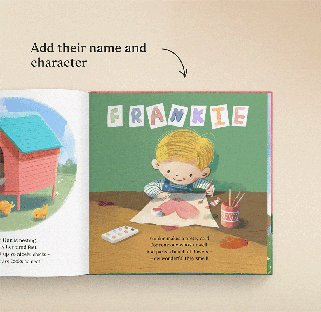 GIF showing the personalised pages of the book
