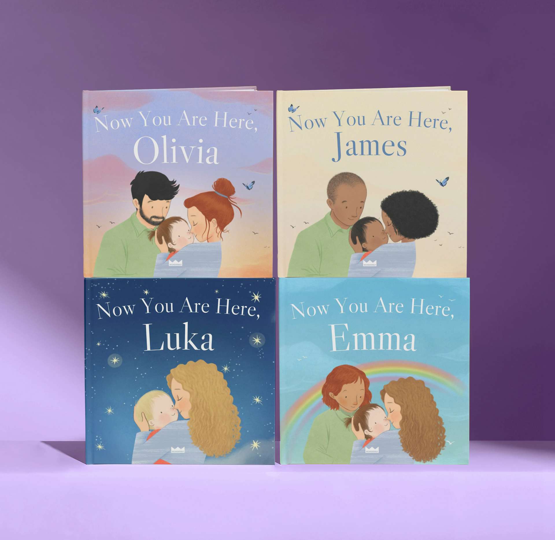 four personalised book covers