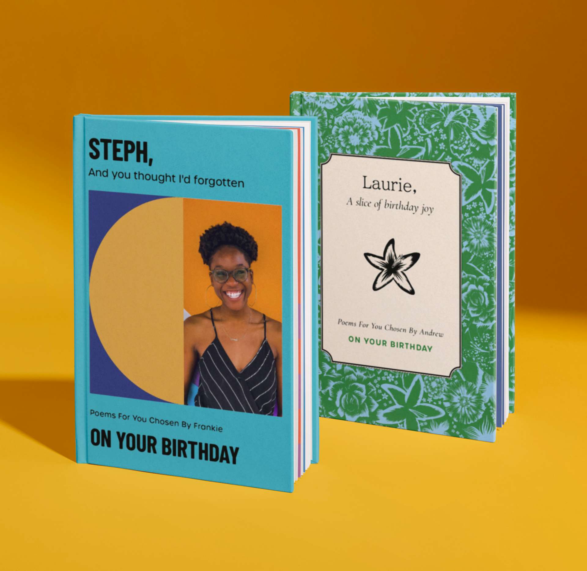 Two personalised book covers