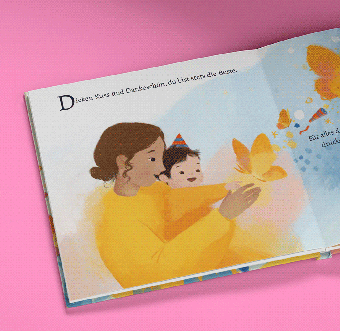 GIF mit den personalisierten Seiten des Buches