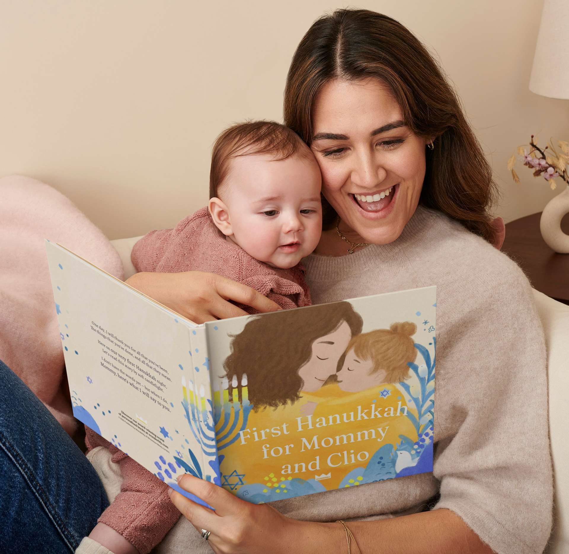 mother and child reading personalised book