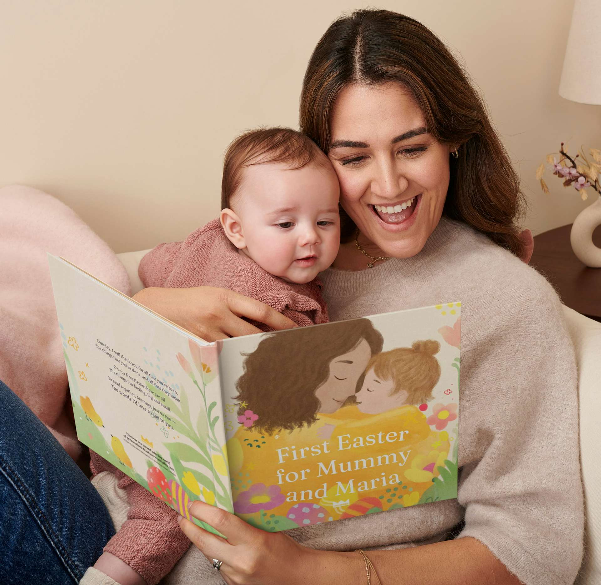 mother and child reading personalised book