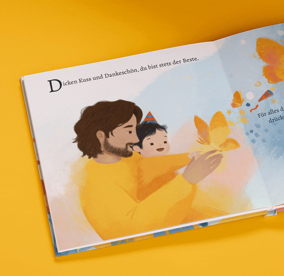 GIF mit den personalisierten Seiten des Buches