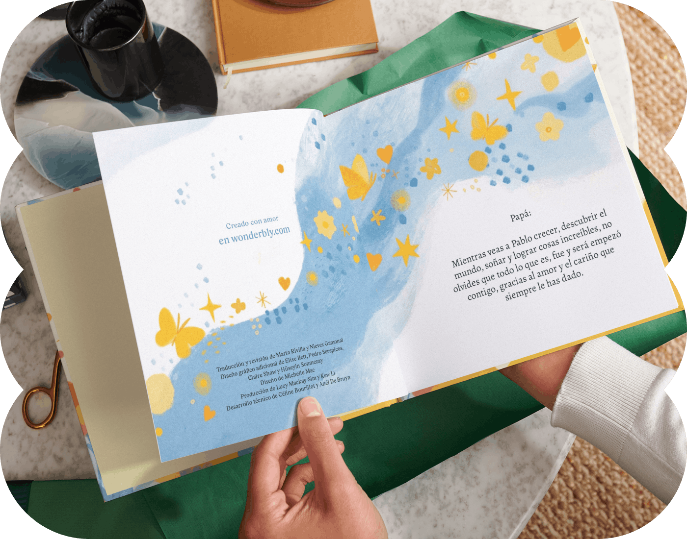 Una página de un libro personalizado