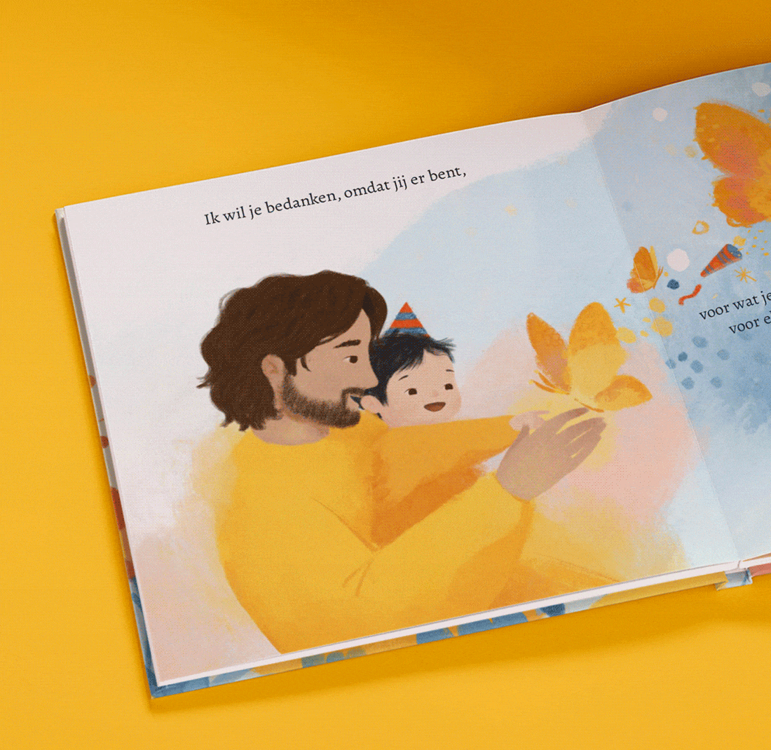 GIF die de gepersonaliseerde pagina's van het boek laat zien