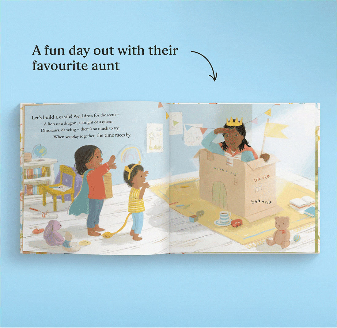 GIF showing the personalised pages of the book