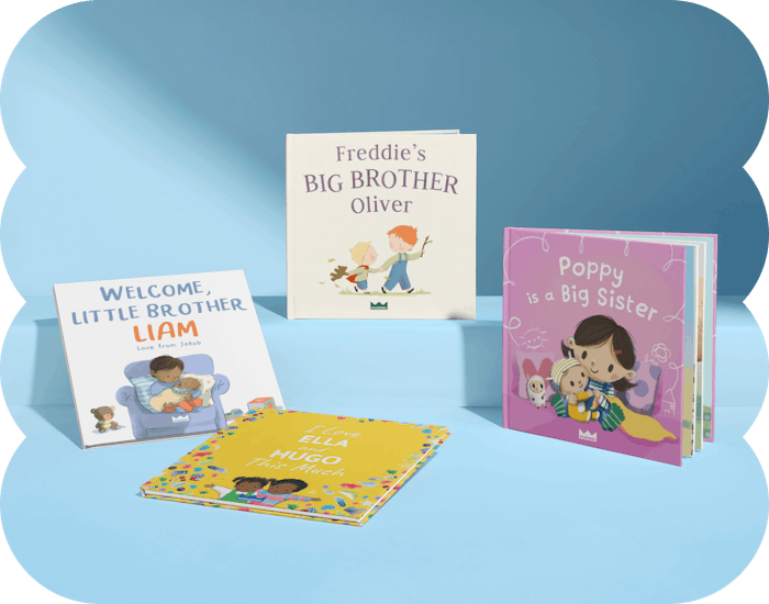 Four personalised book covers