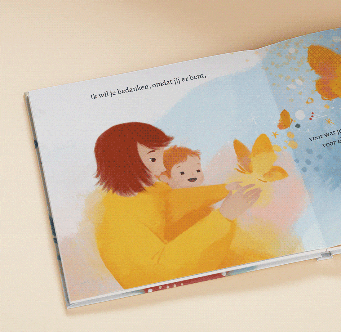 GIF die de gepersonaliseerde pagina's van het boek laat zien