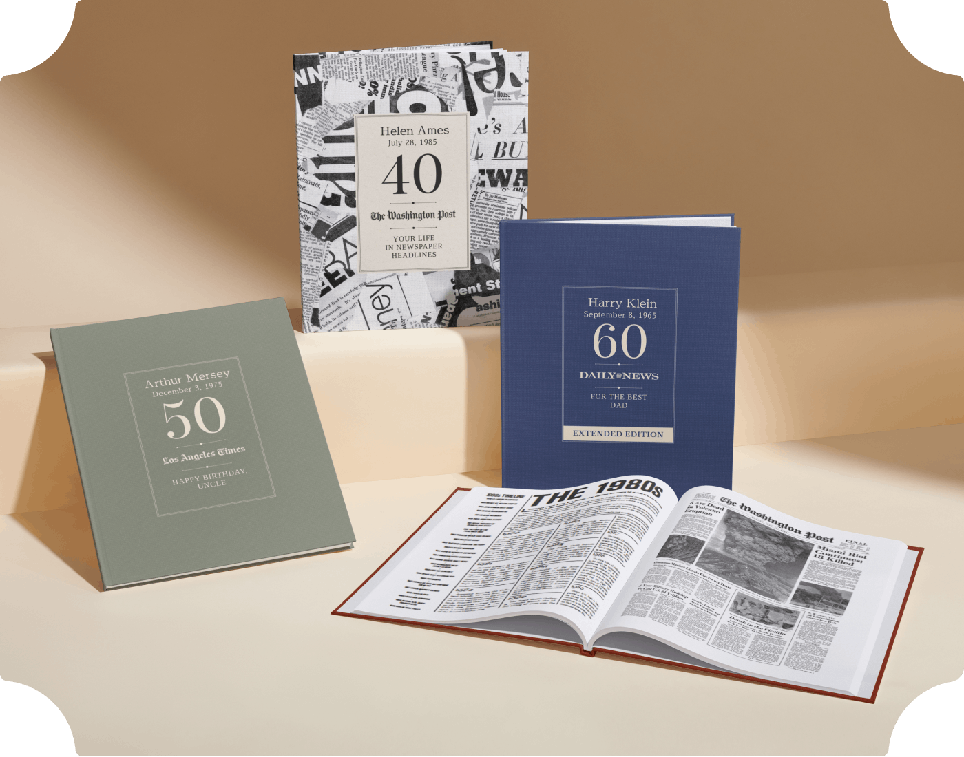 Four personalised book covers