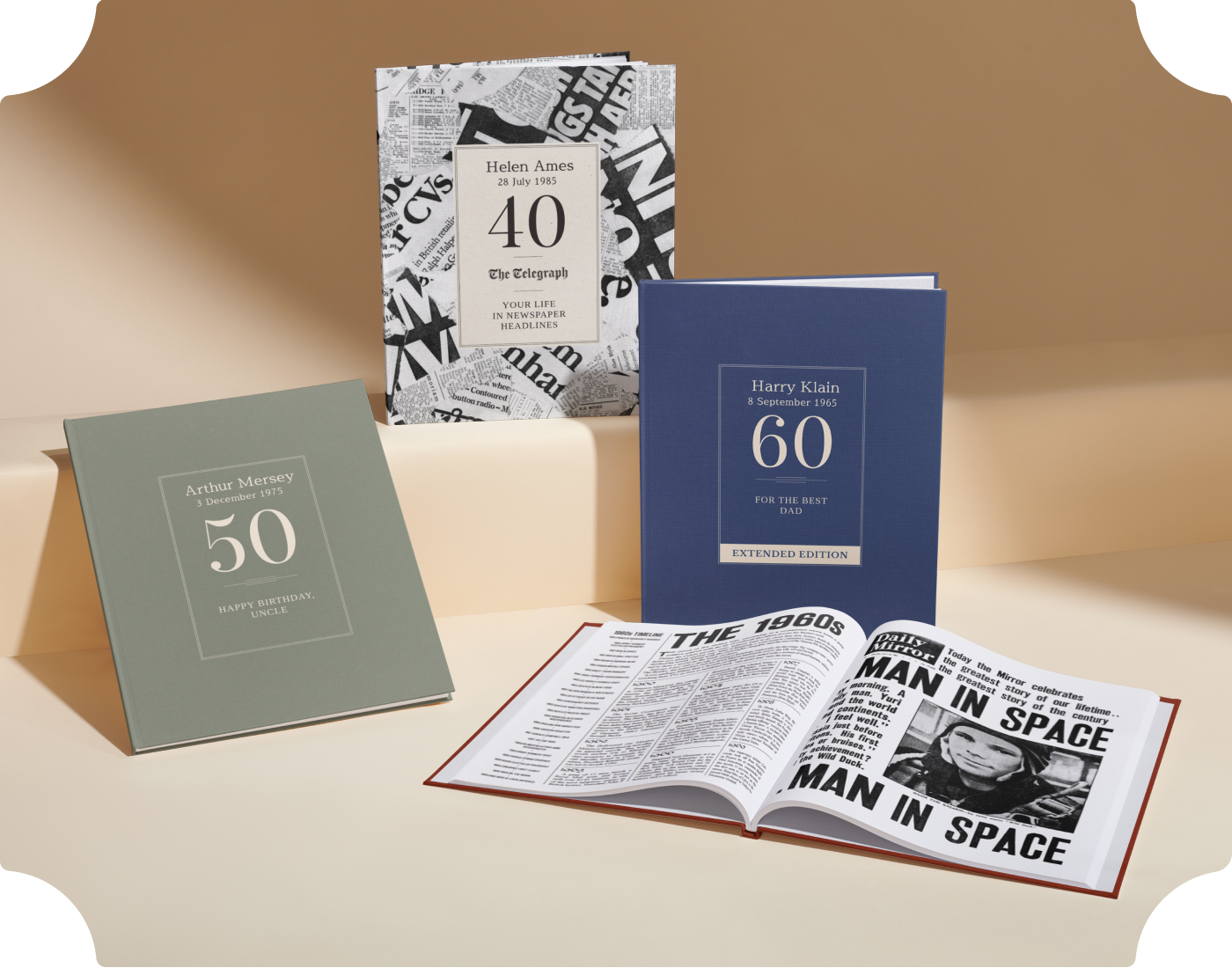 Four personalised book covers