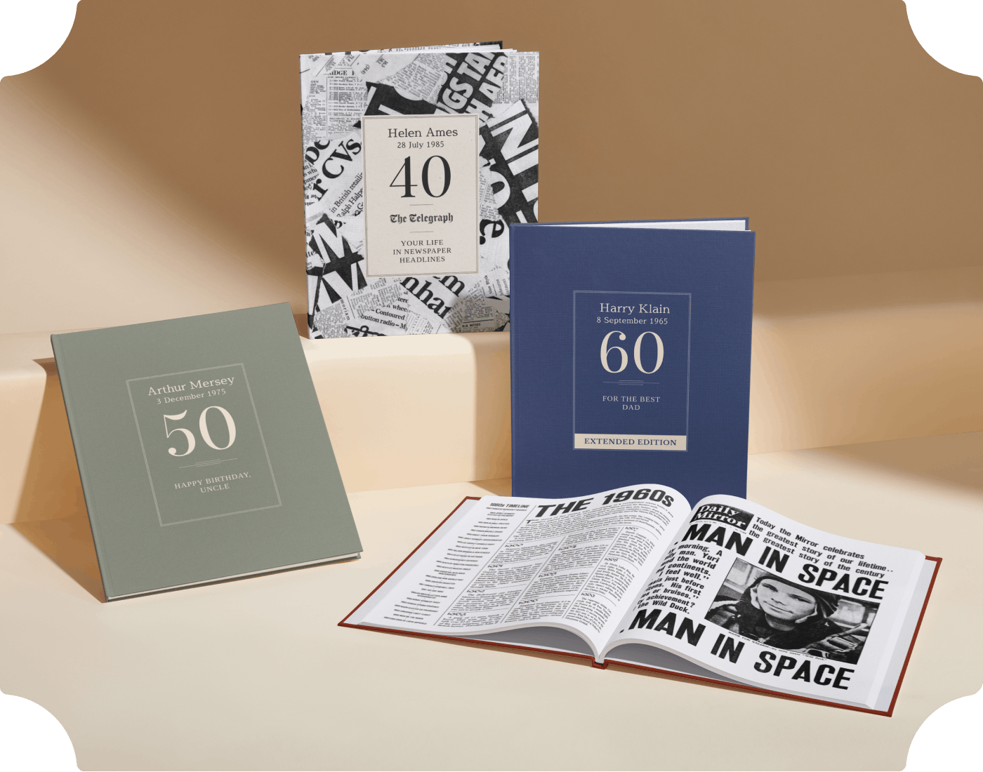 Four personalised book covers