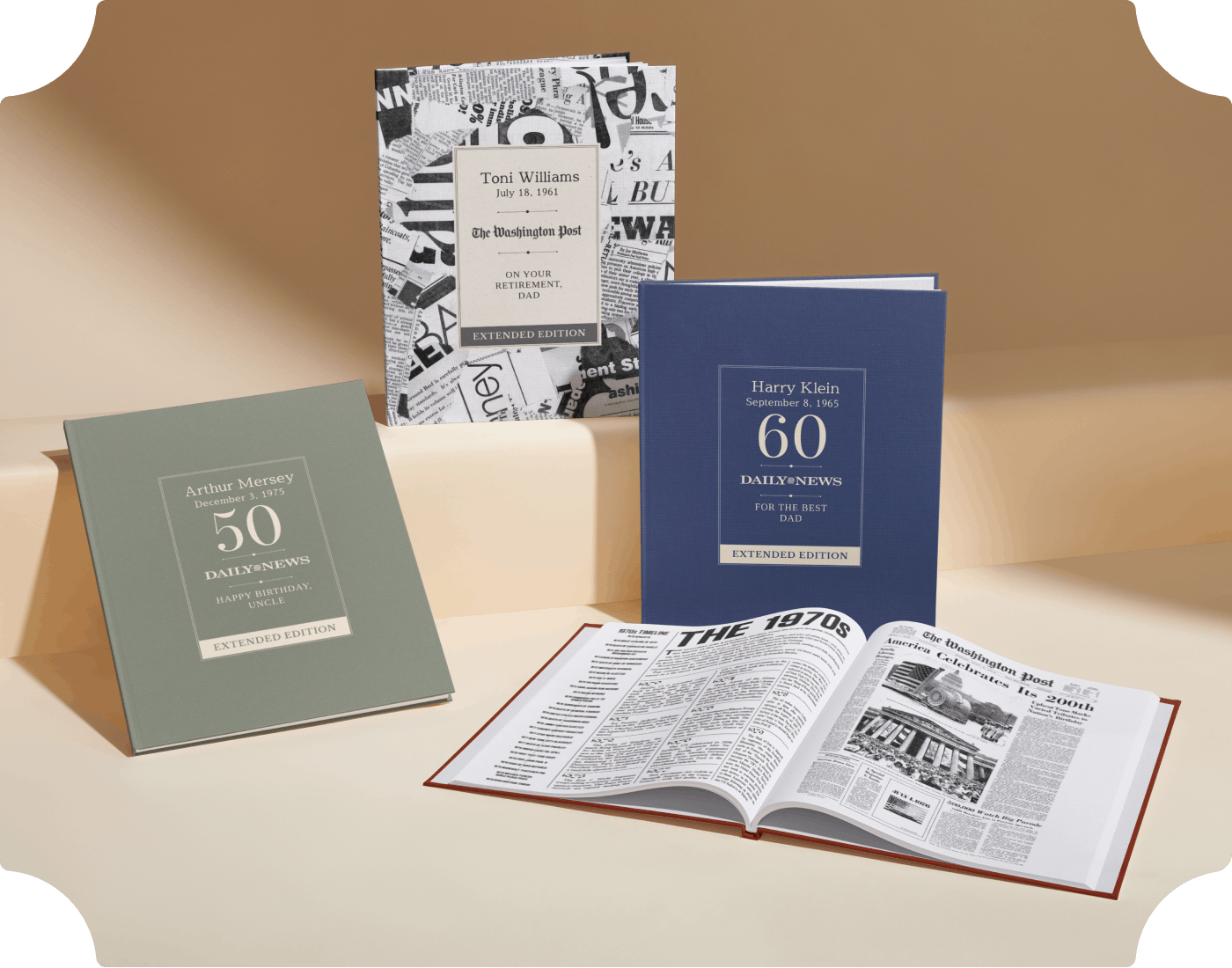 Four personalised book covers