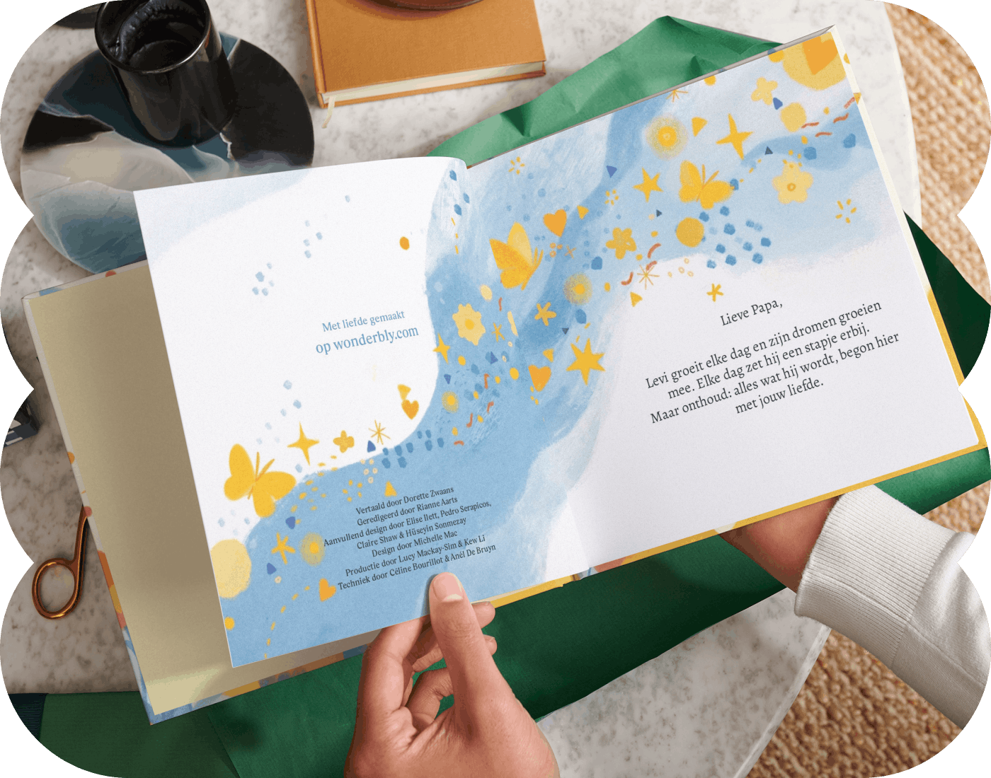GIF die de gepersonaliseerde pagina's van het boek laat zien
