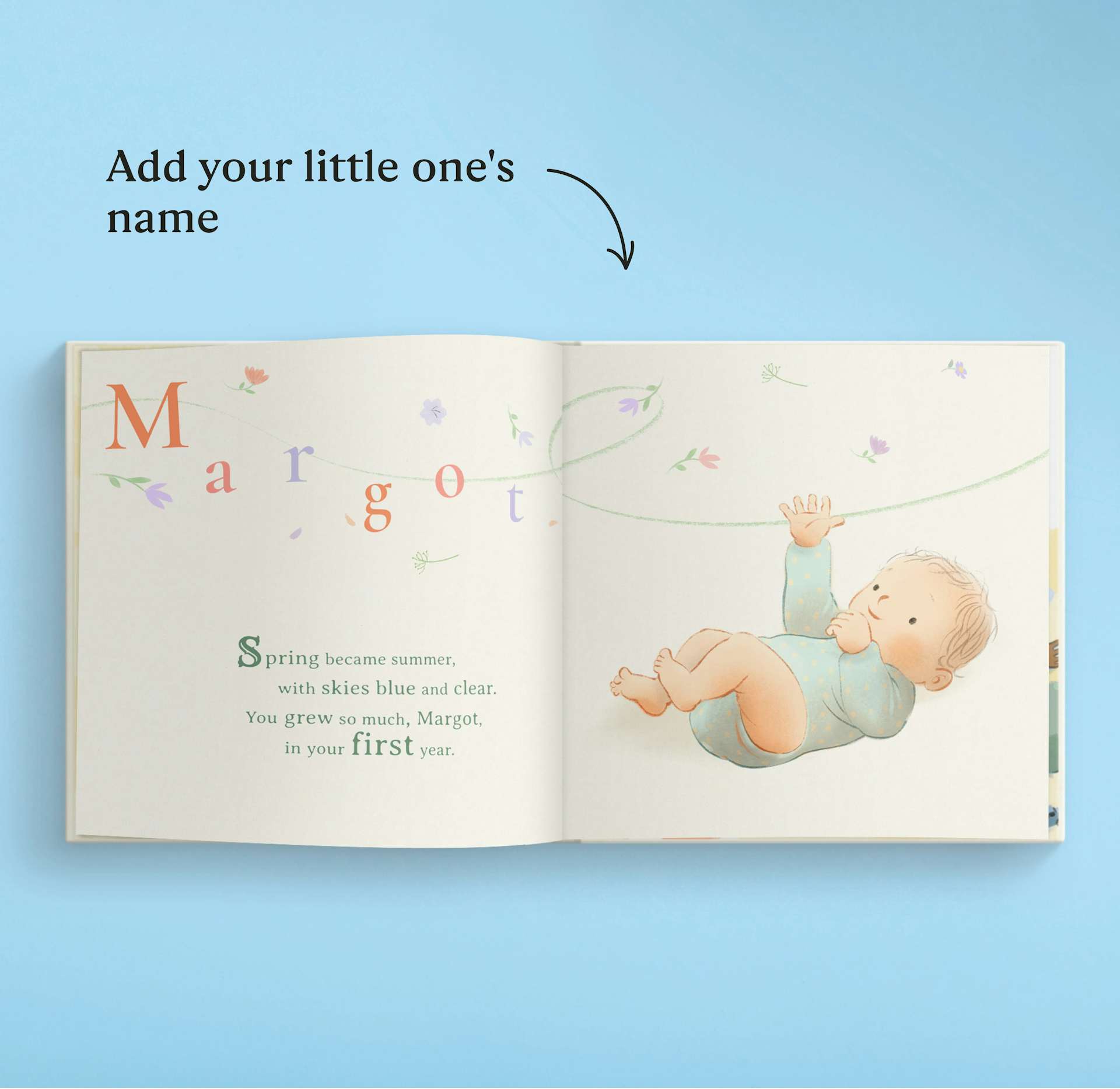 A two page spread inside the personalised book