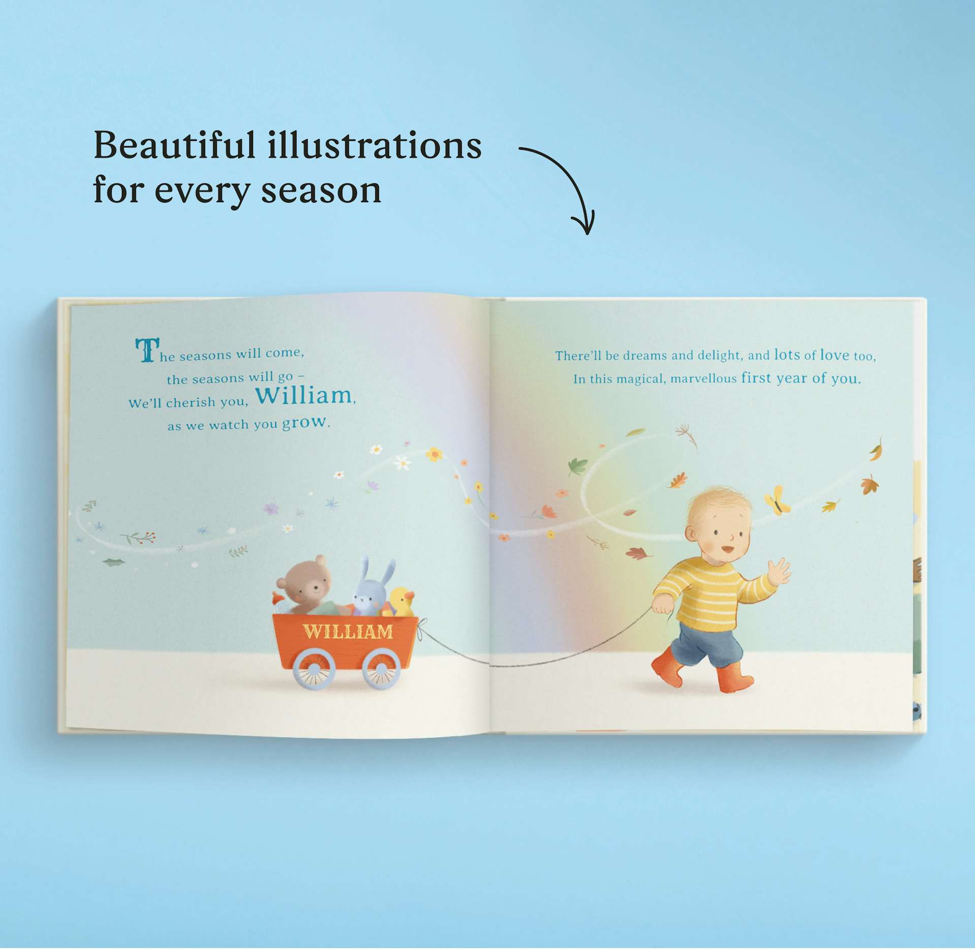 A two page spread inside the personalised book