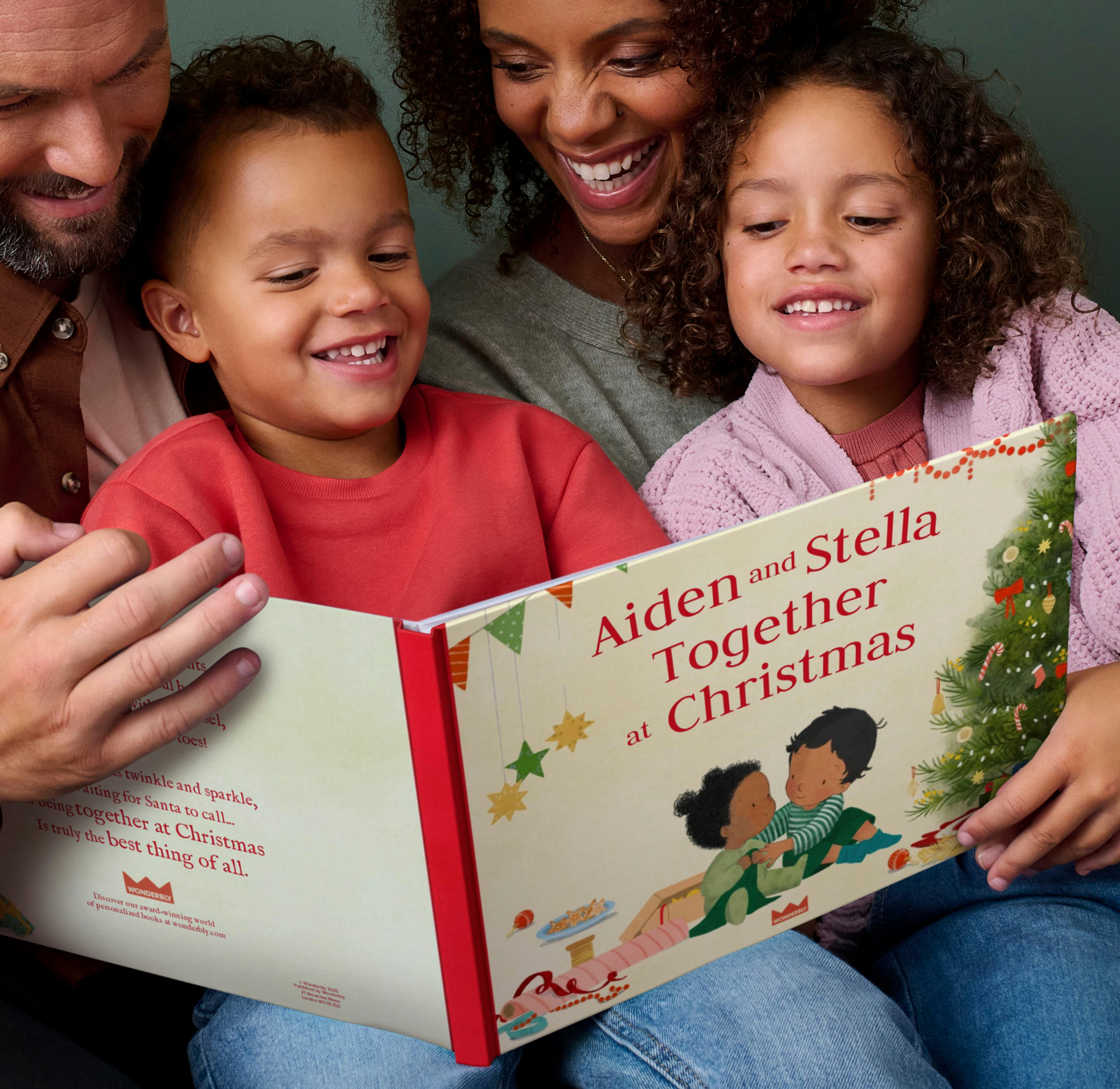 Family reading a book together