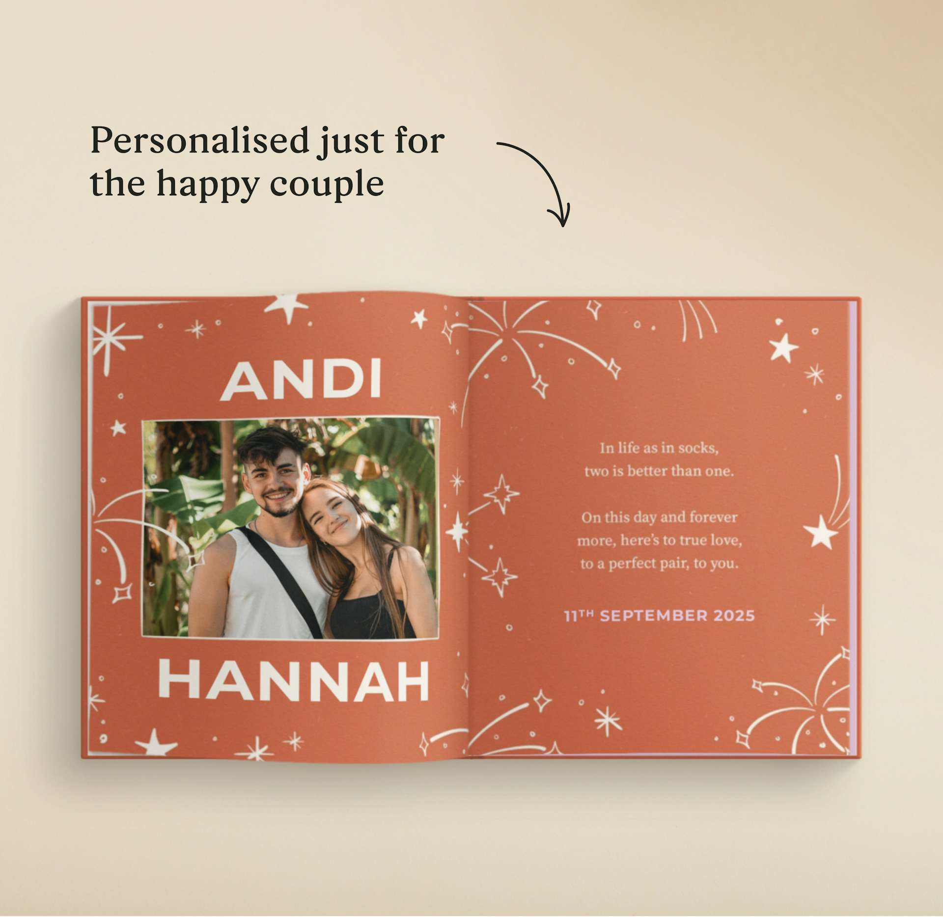 A page with photo inside the personalised book