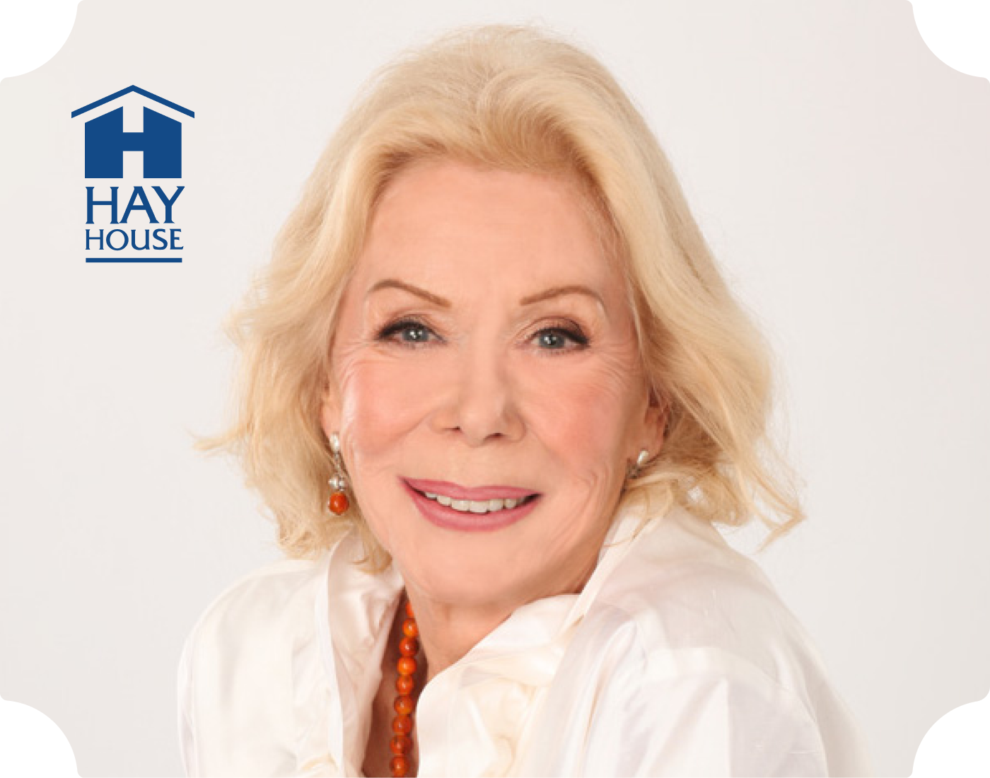 Louise Hay profile with Hay House logo