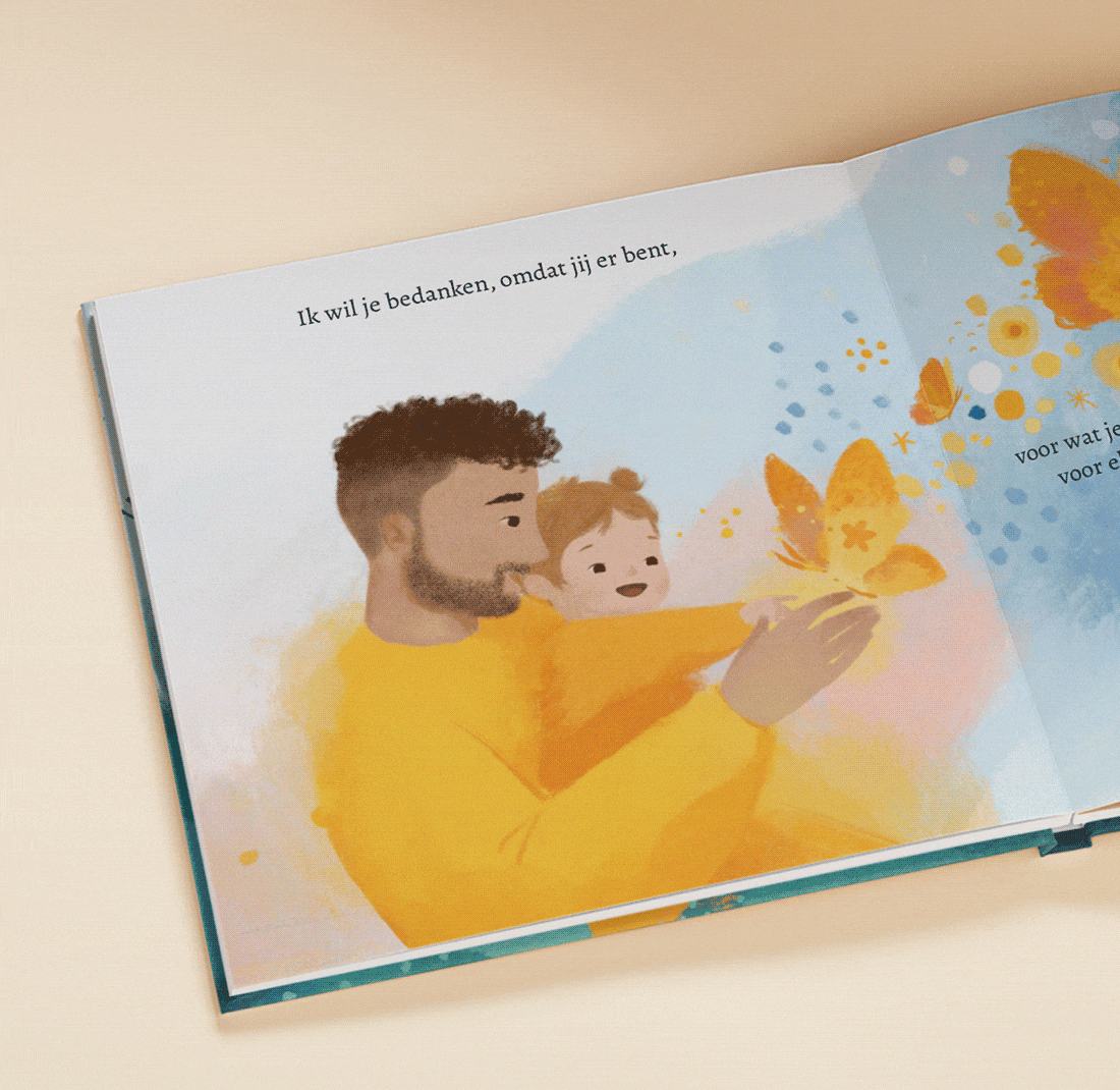 GIF die de gepersonaliseerde pagina's van het boek laat zien