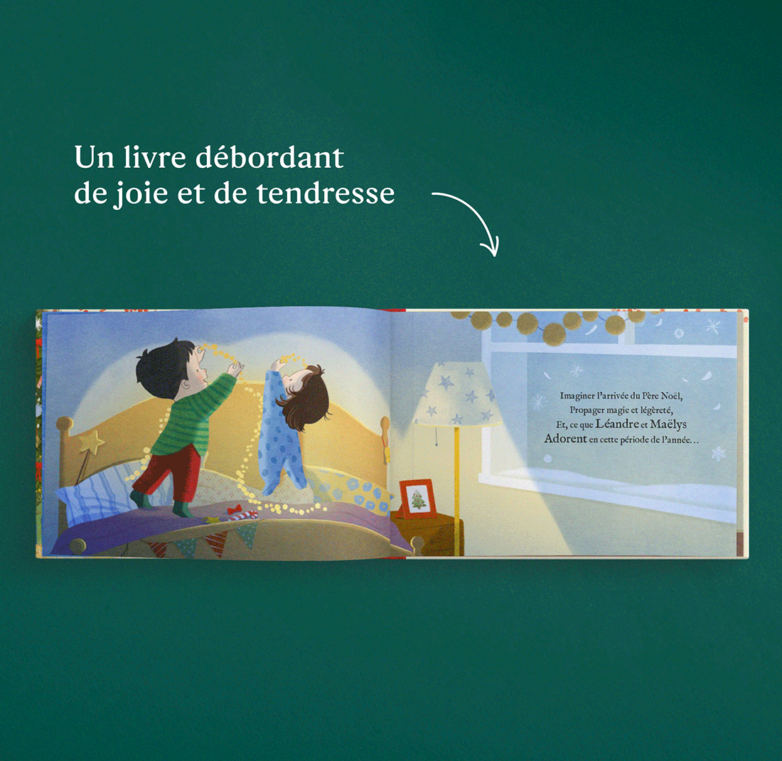 Un GIF montrant les pages personnalisées du livre