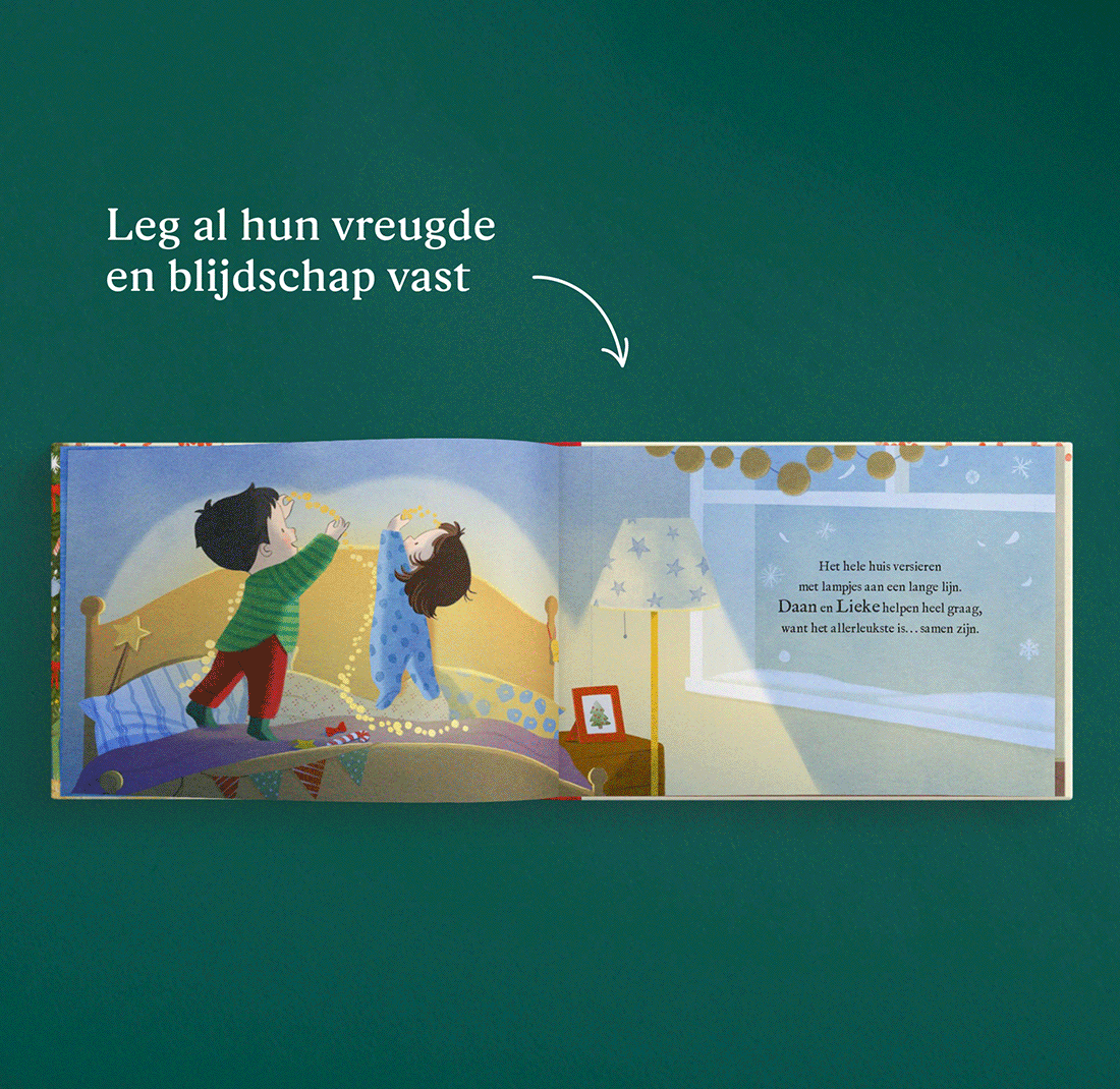 GIF die de gepersonaliseerde pagina's van het boek laat zien